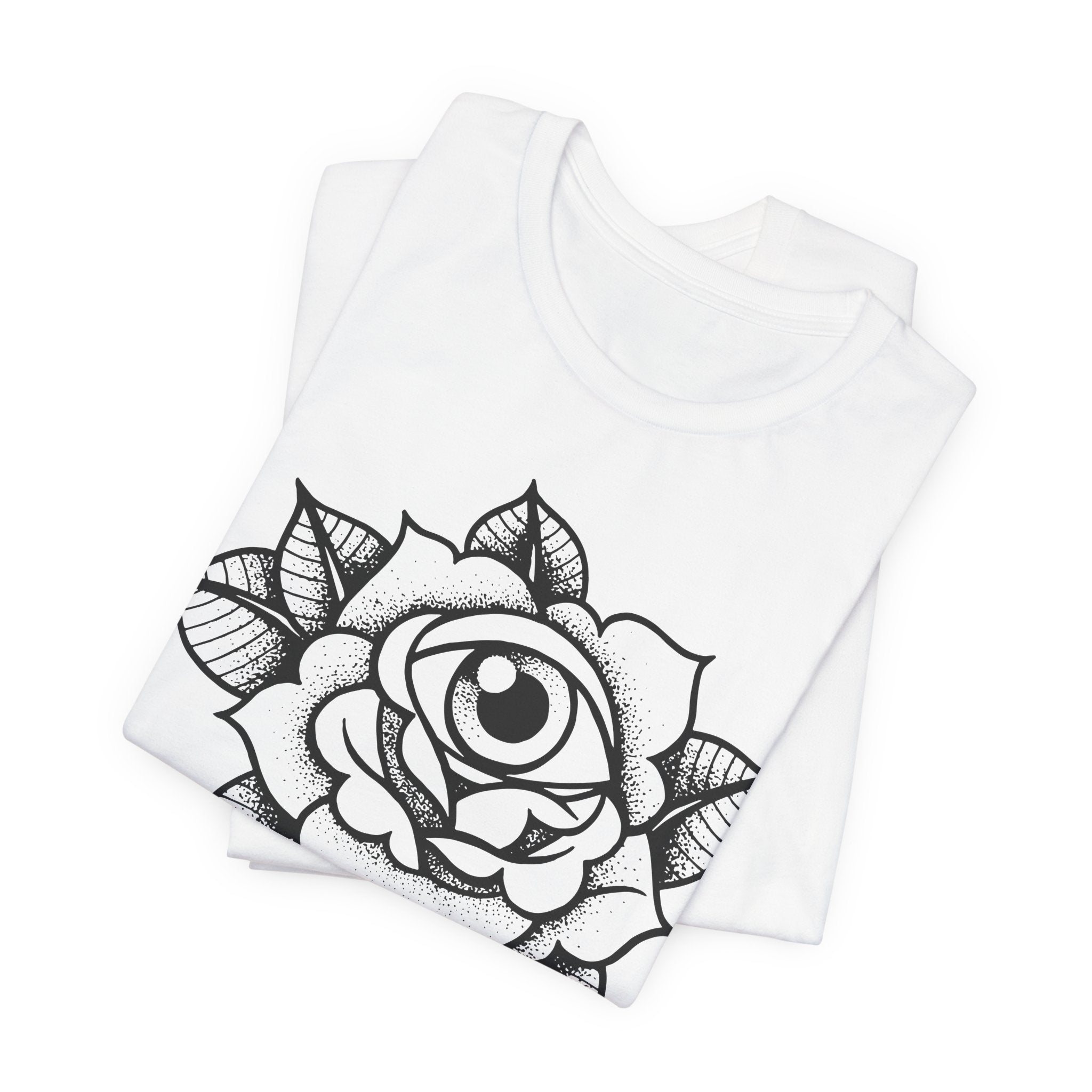 Blooming Eyeball Rose T-Shirt | Traditional Tattoo Art Design Tee - Deez Teez