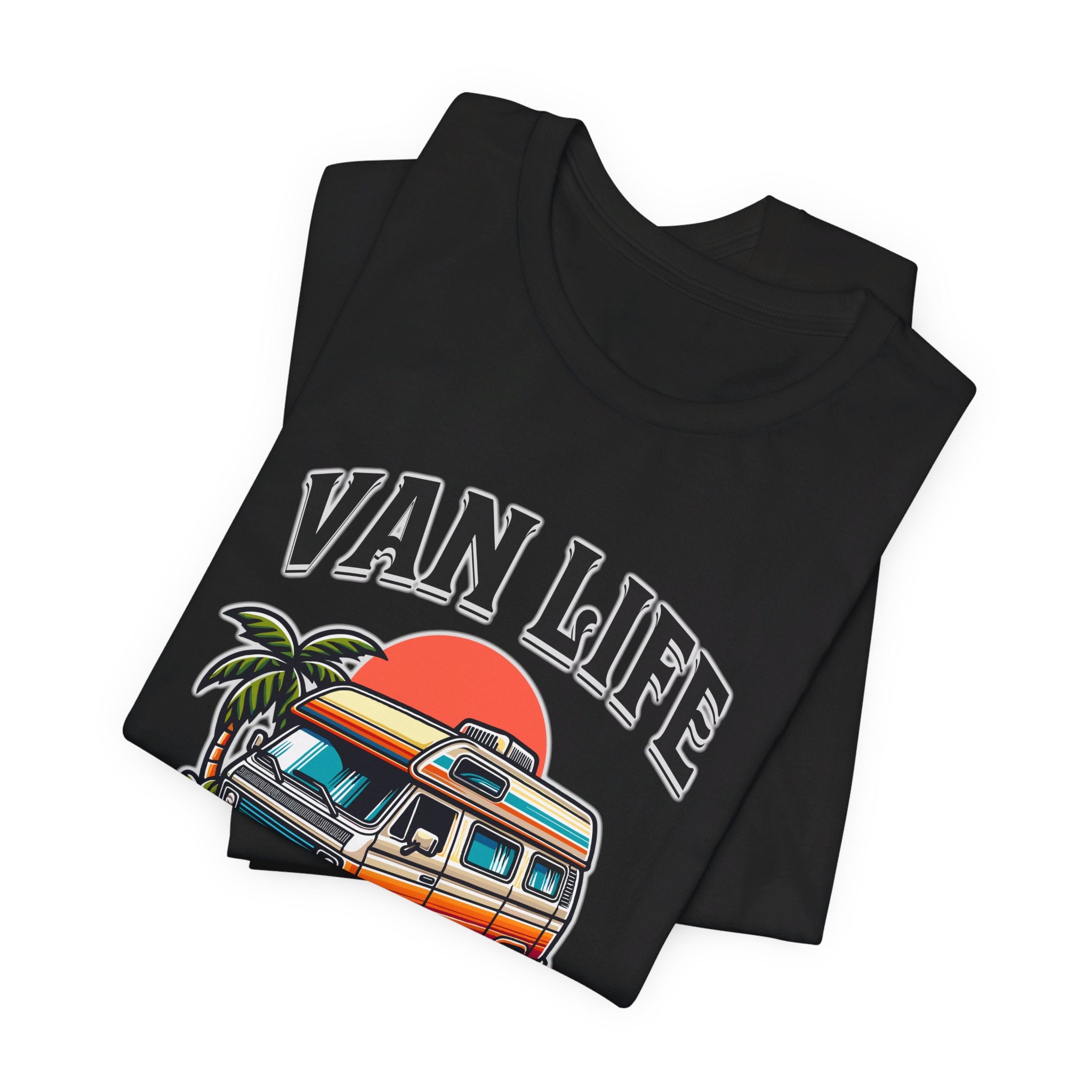 Van Life! Surf, Sand, & Sunsets Illustration | Wanderlust Vibe Graphic T-Shirt - Deez Teez