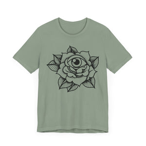 Blooming Eyeball Rose T-Shirt | Traditional Tattoo Art Design Tee - Deez Teez