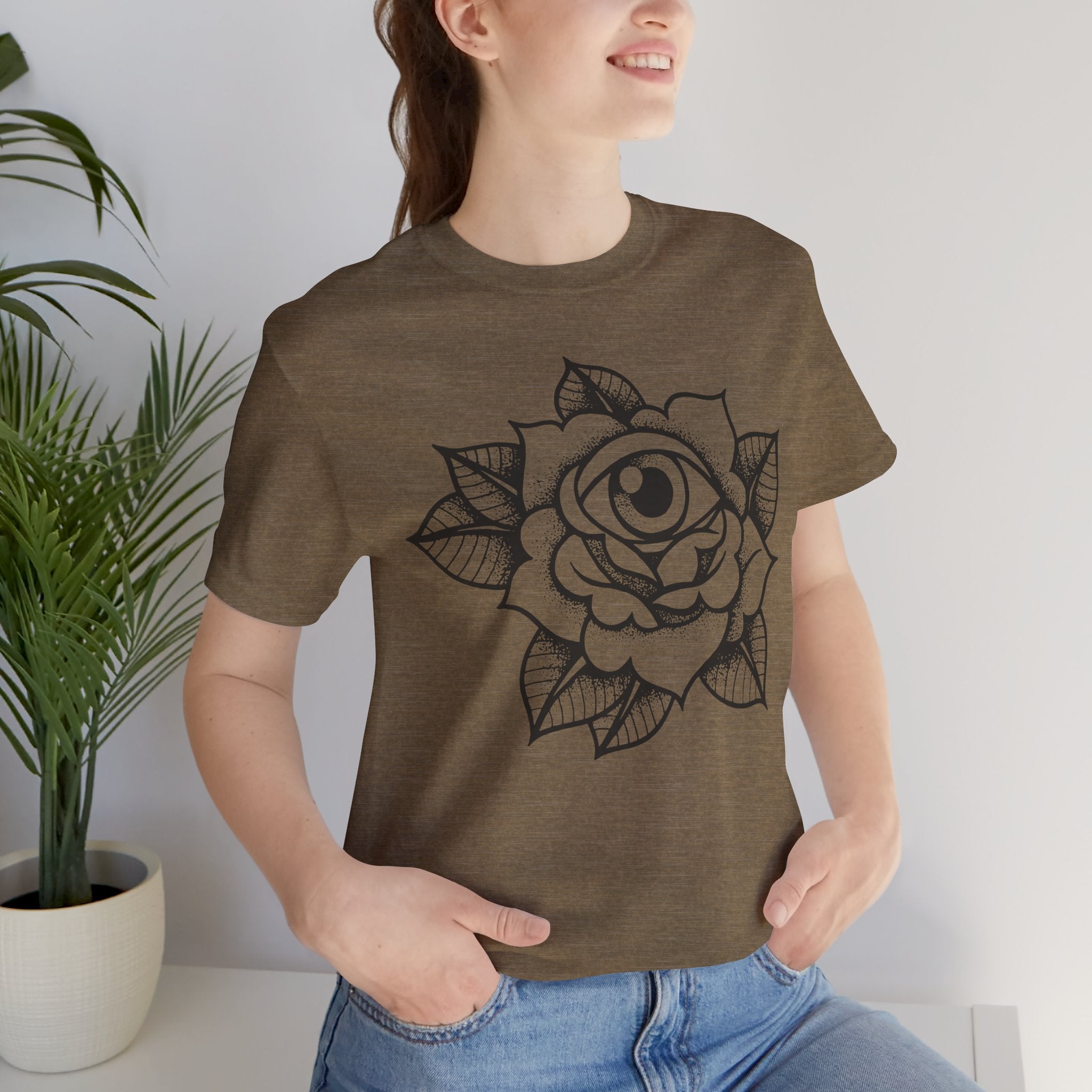 Blooming Eyeball Rose T-Shirt | Traditional Tattoo Art Design Tee - Deez Teez