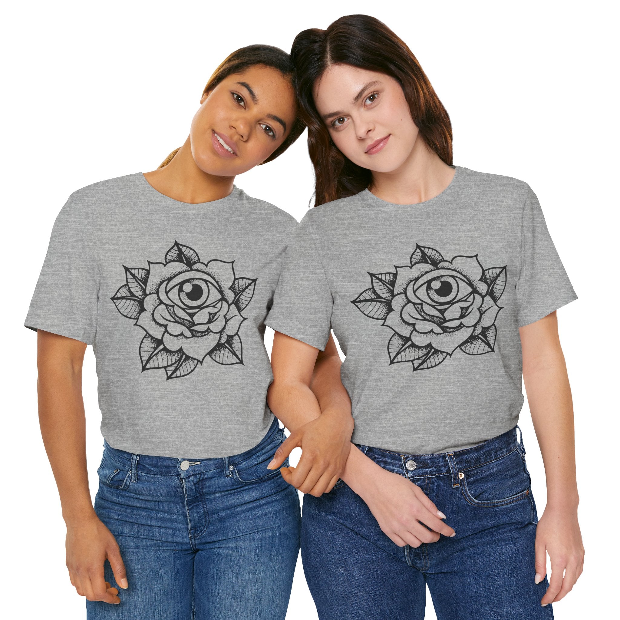 Blooming Eyeball Rose T-Shirt | Traditional Tattoo Art Design Tee - Deez Teez