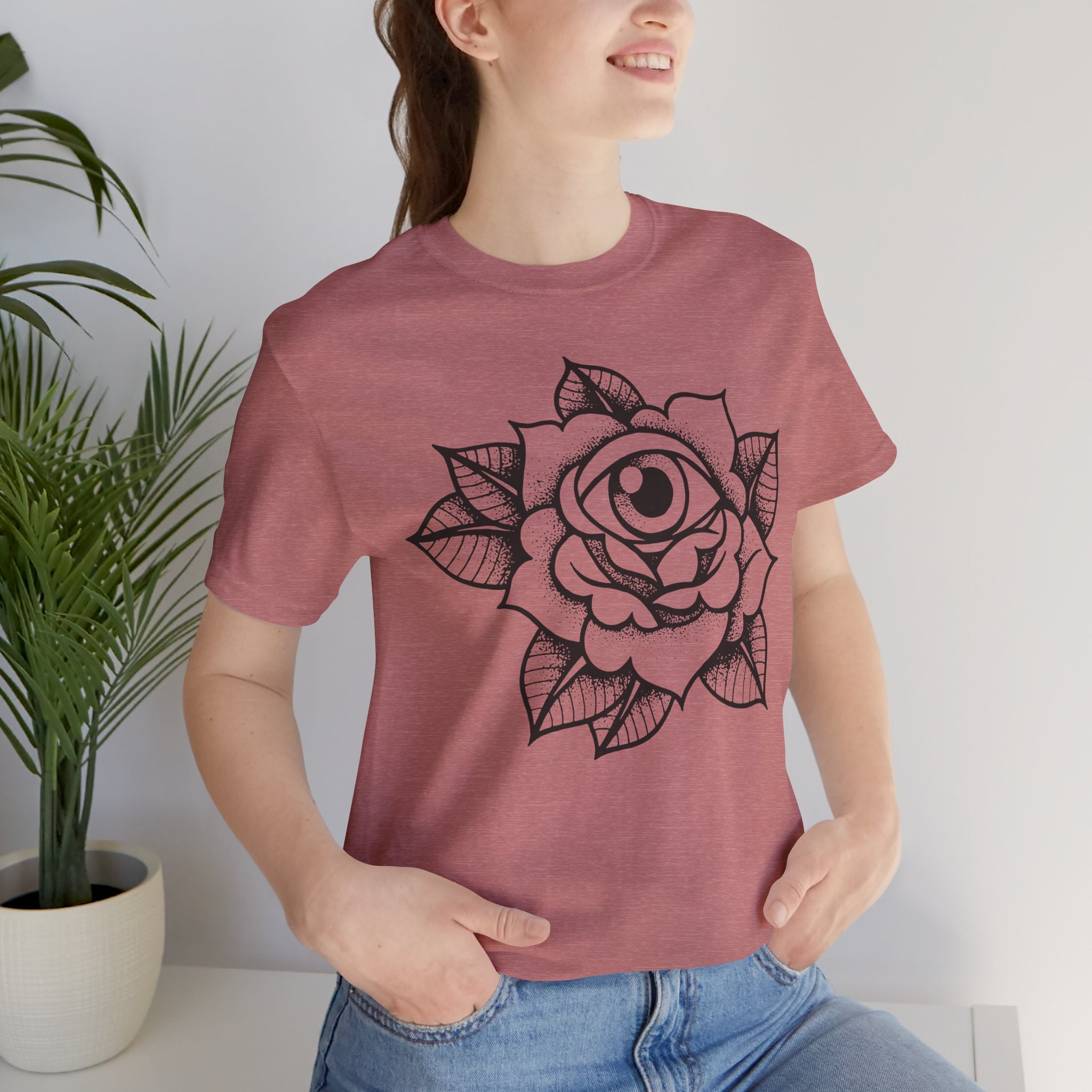 Blooming Eyeball Rose T-Shirt | Traditional Tattoo Art Design Tee - Deez Teez
