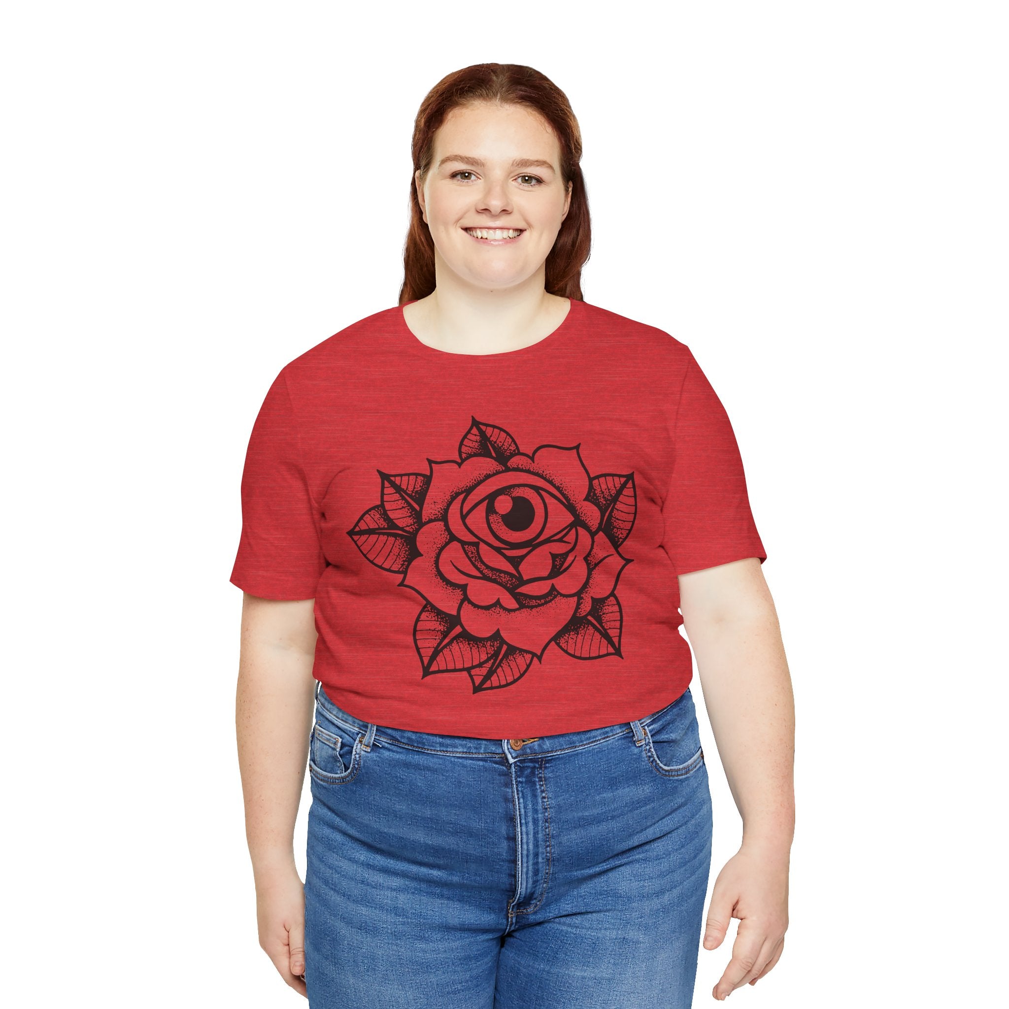 Blooming Eyeball Rose T-Shirt | Traditional Tattoo Art Design Tee - Deez Teez