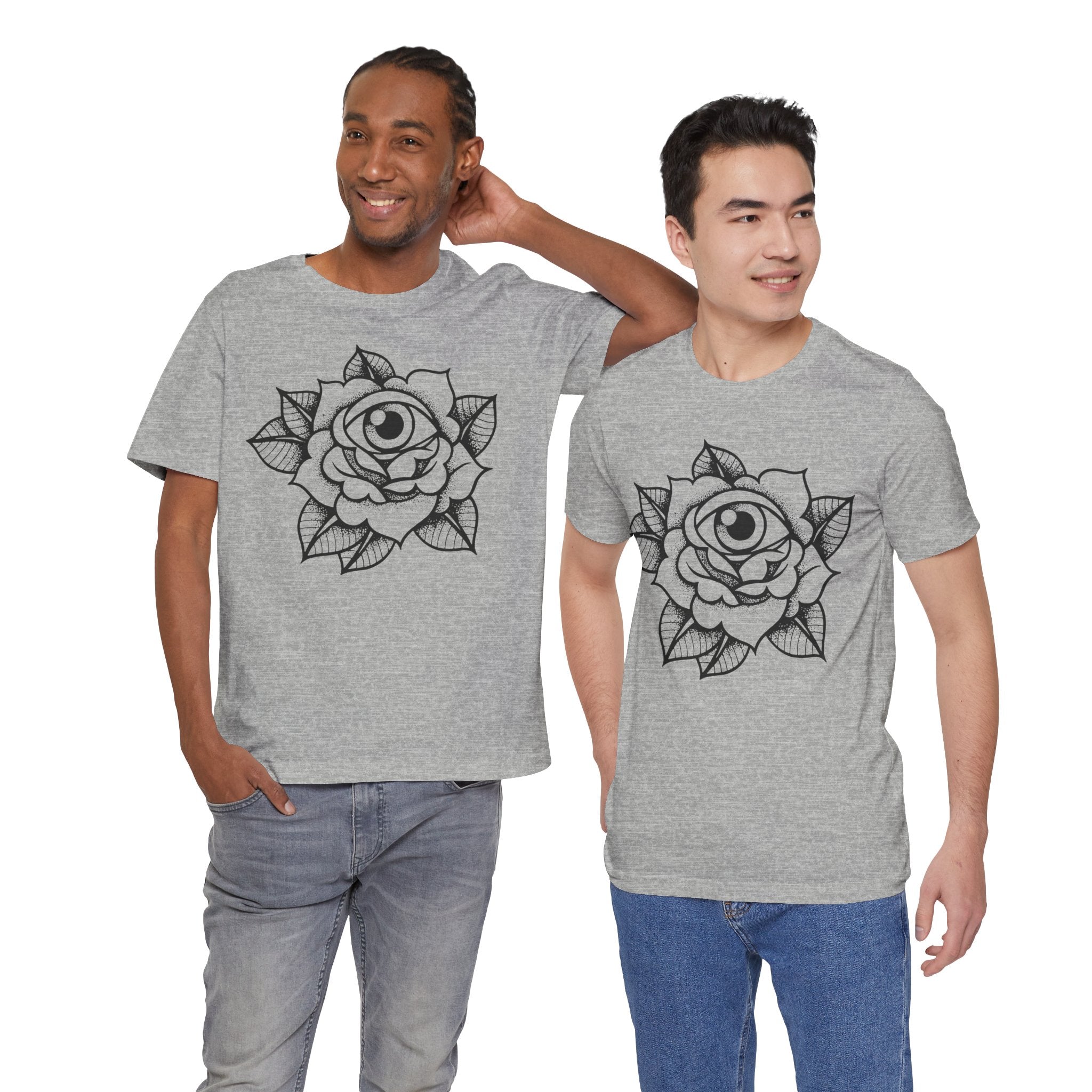 Blooming Eyeball Rose T-Shirt | Traditional Tattoo Art Design Tee - Deez Teez