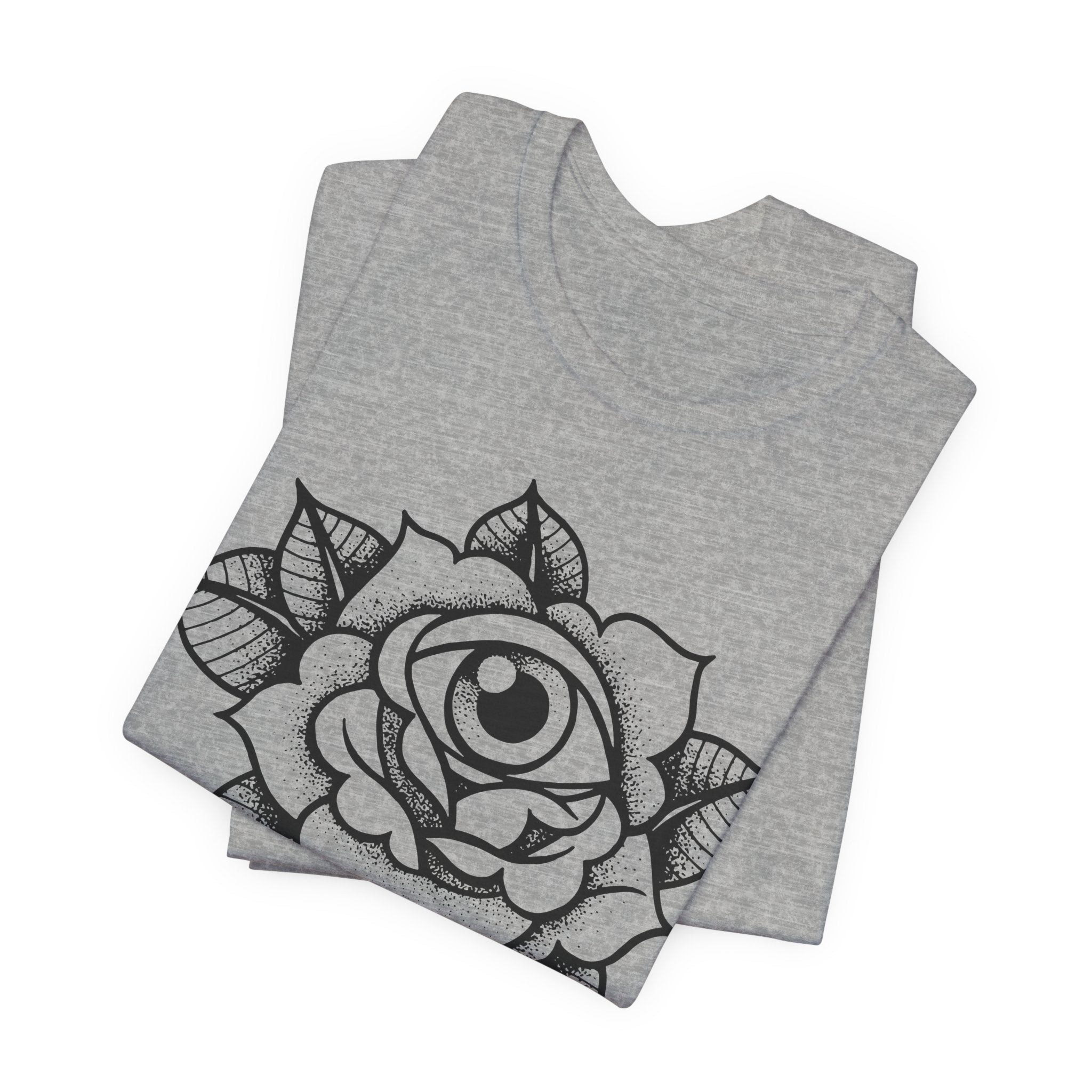 Blooming Eyeball Rose T-Shirt | Traditional Tattoo Art Design Tee - Deez Teez