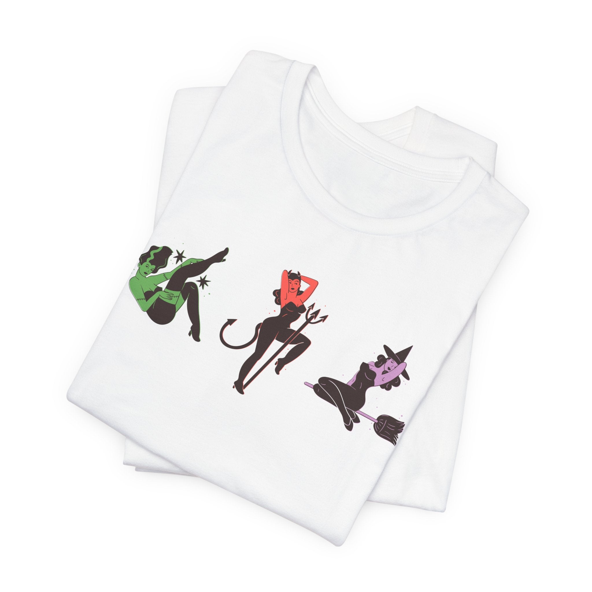 Monster Women Pin-Up T-Shirt | Retro Halloween-Inspired Tee - Deez Teez