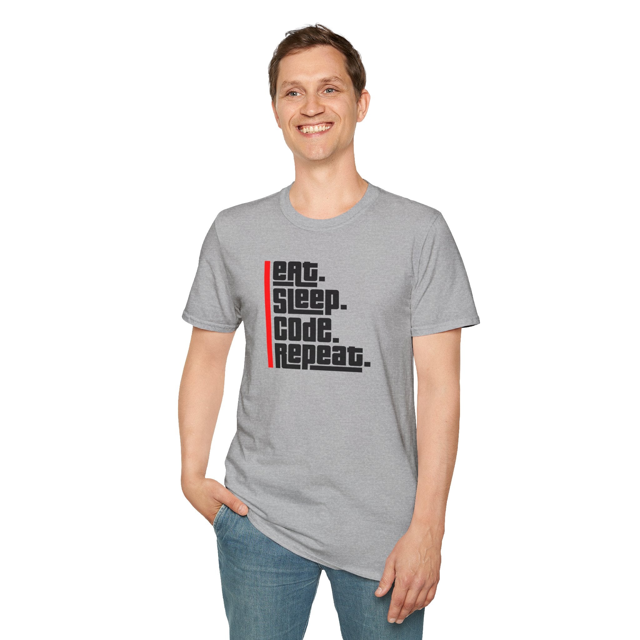 'Eat. Sleep. Code. Repeat.' Programmer Coder Lifestyle T-Shirt | Web Developer Tee - Deez Teez