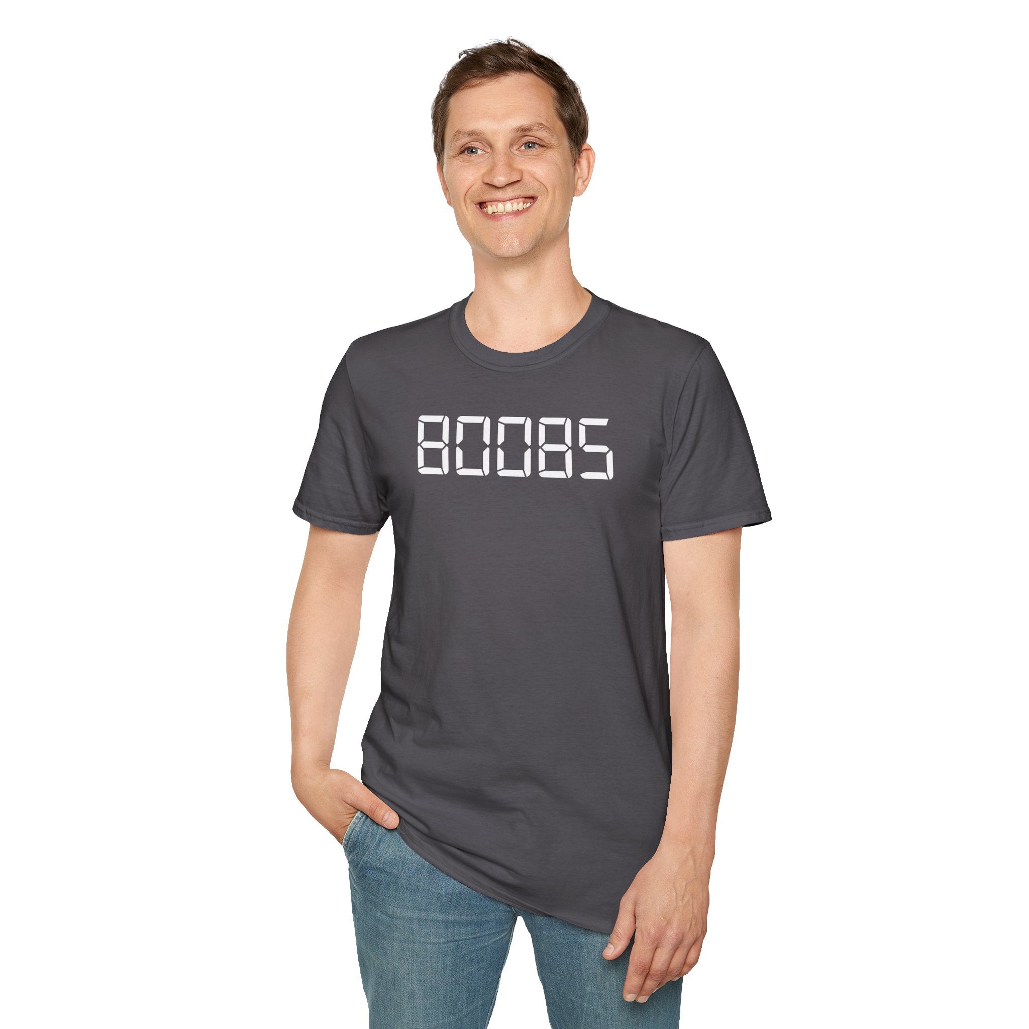 80085 'BOOBS' T-Shirt | Funny Calculator Display Text Tee - Deez Teez