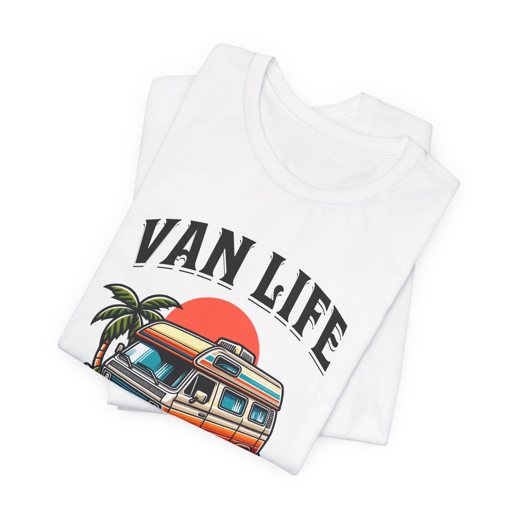 Van Life! Surf, Sand, & Sunsets Illustration | Wanderlust Vibe Graphic T-Shirt - Deez Teez