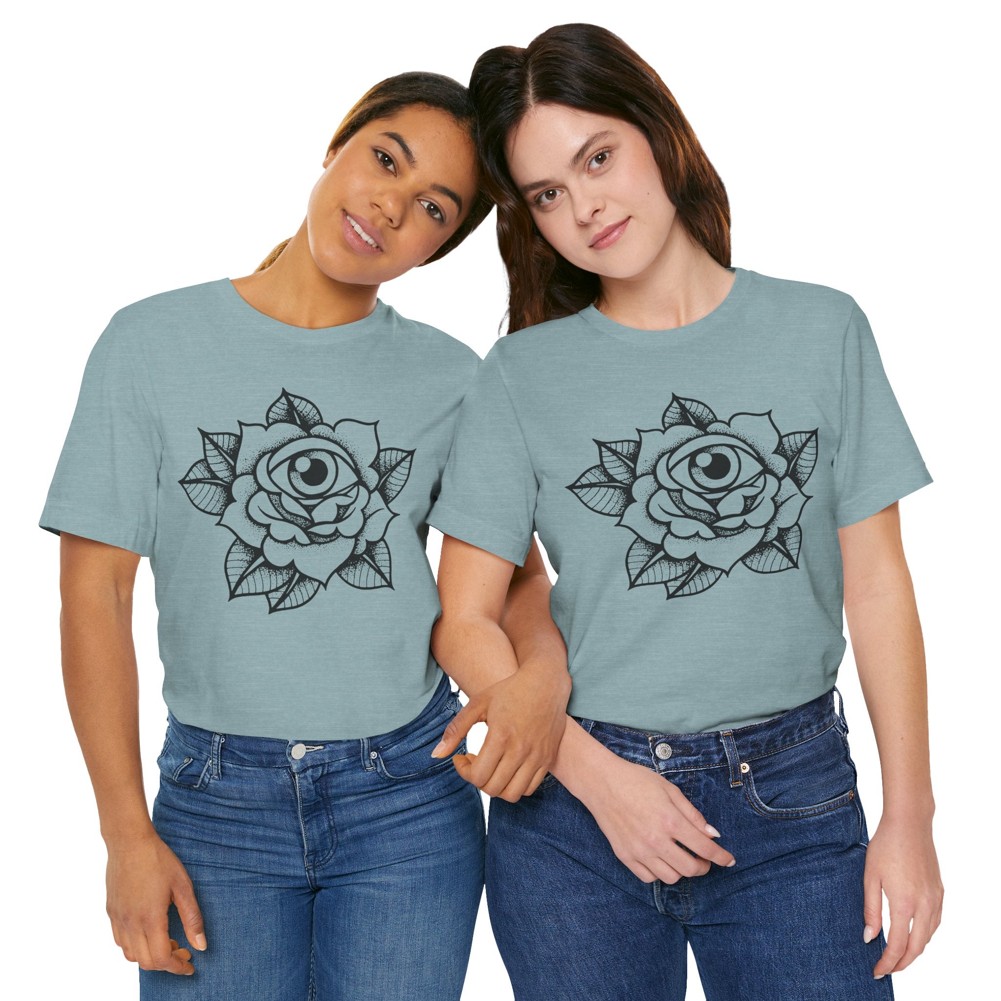 Blooming Eyeball Rose T-Shirt | Traditional Tattoo Art Design Tee - Deez Teez
