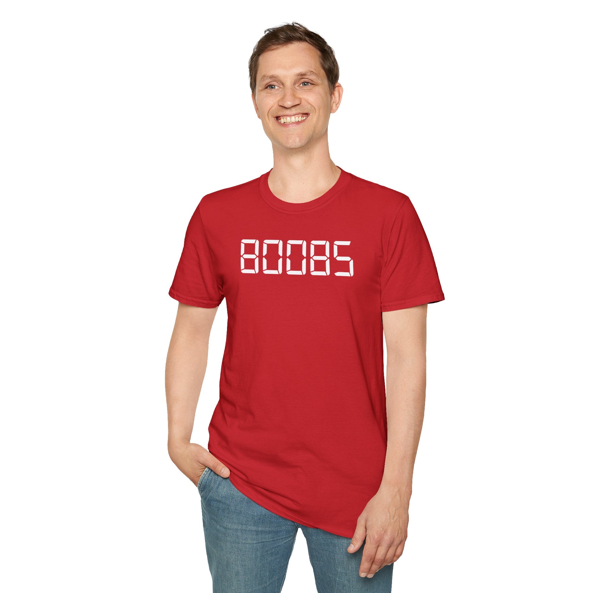 80085 'BOOBS' T-Shirt | Funny Calculator Display Text Tee - Deez Teez
