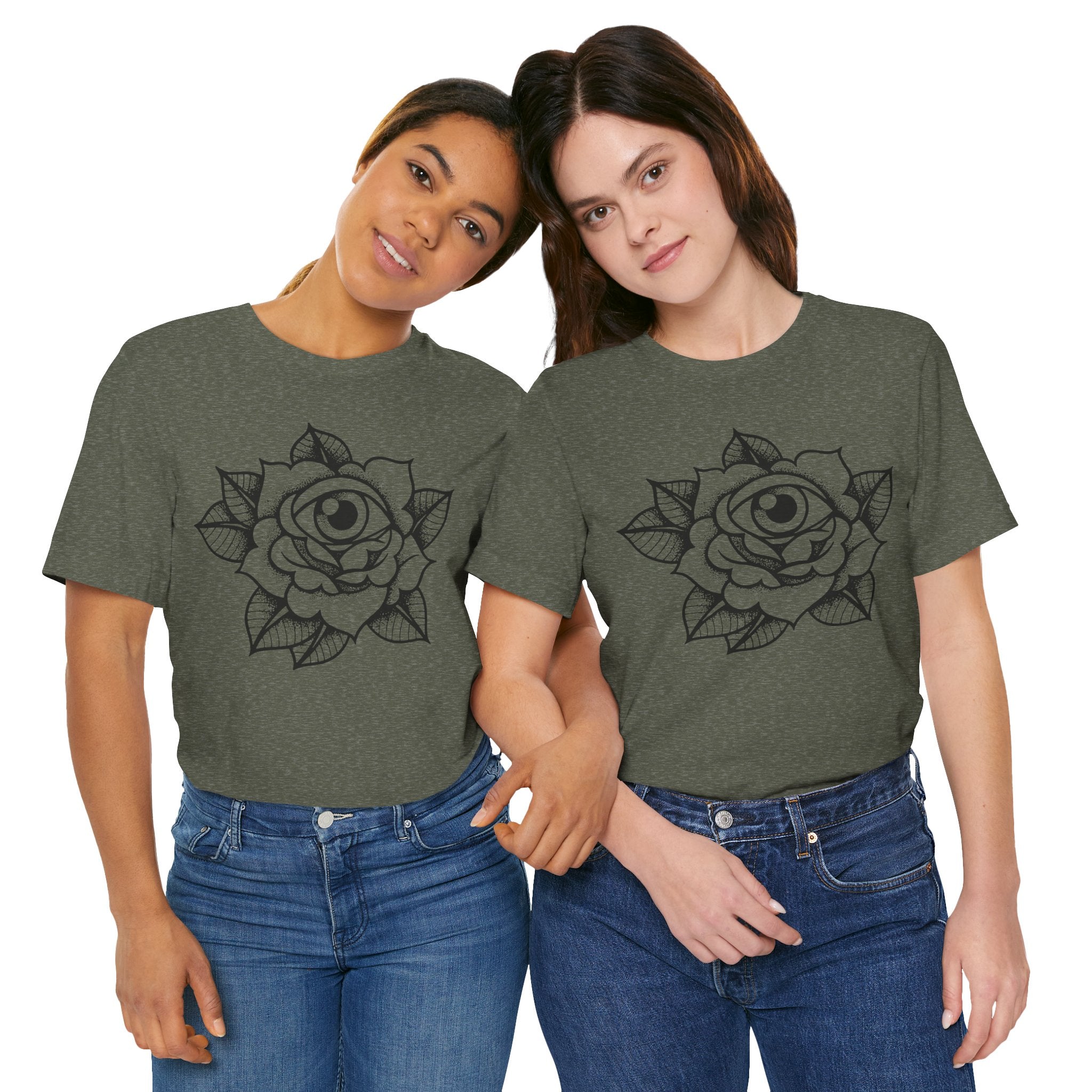 Blooming Eyeball Rose T-Shirt | Traditional Tattoo Art Design Tee - Deez Teez