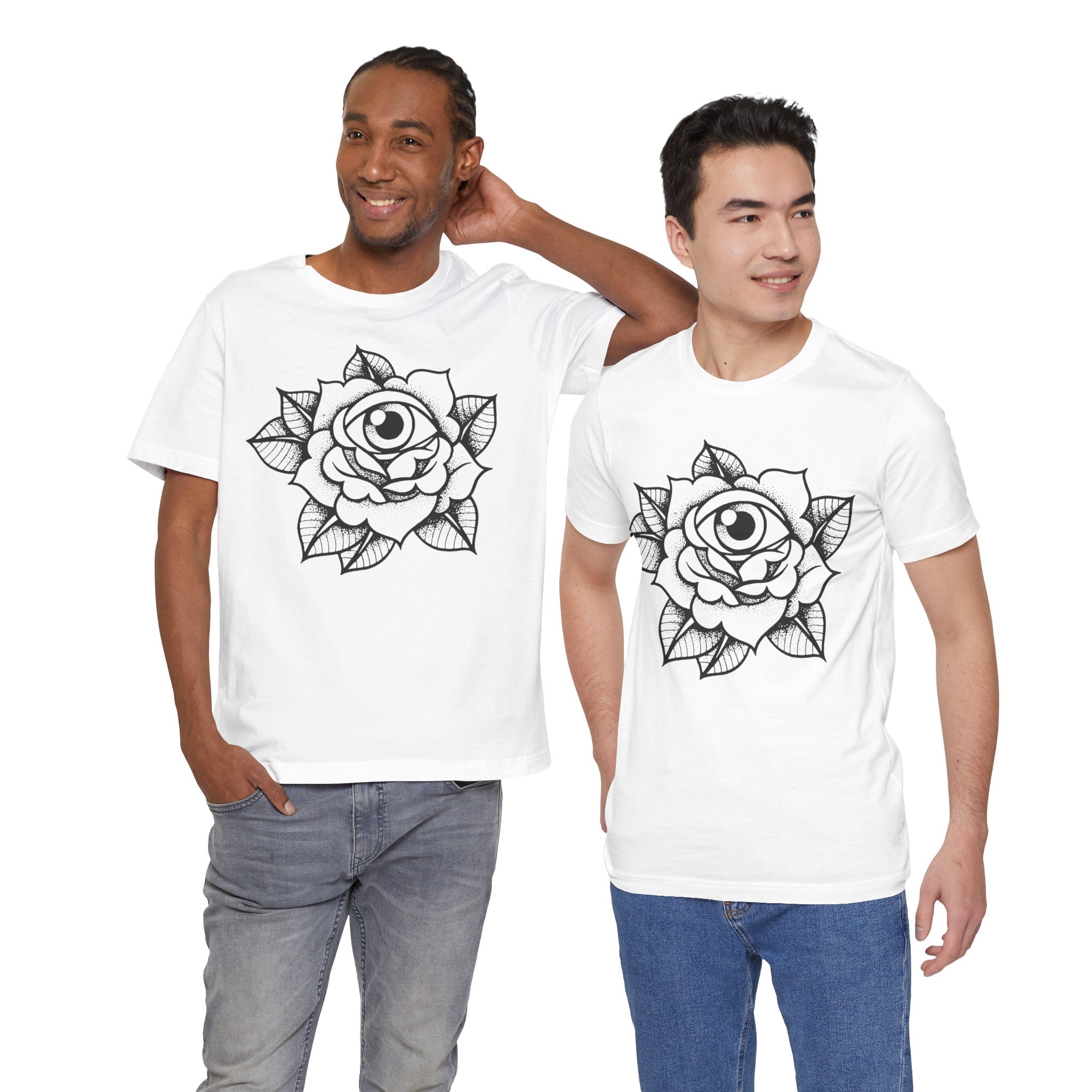 Blooming Eyeball Rose T-Shirt | Traditional Tattoo Art Design Tee - Deez Teez