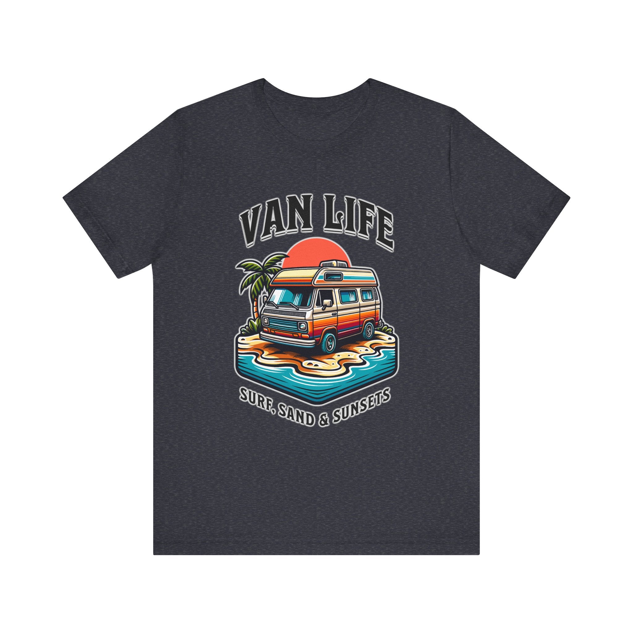 Van Life! Surf, Sand, & Sunsets Illustration | Wanderlust Vibe Graphic T-Shirt - Deez Teez