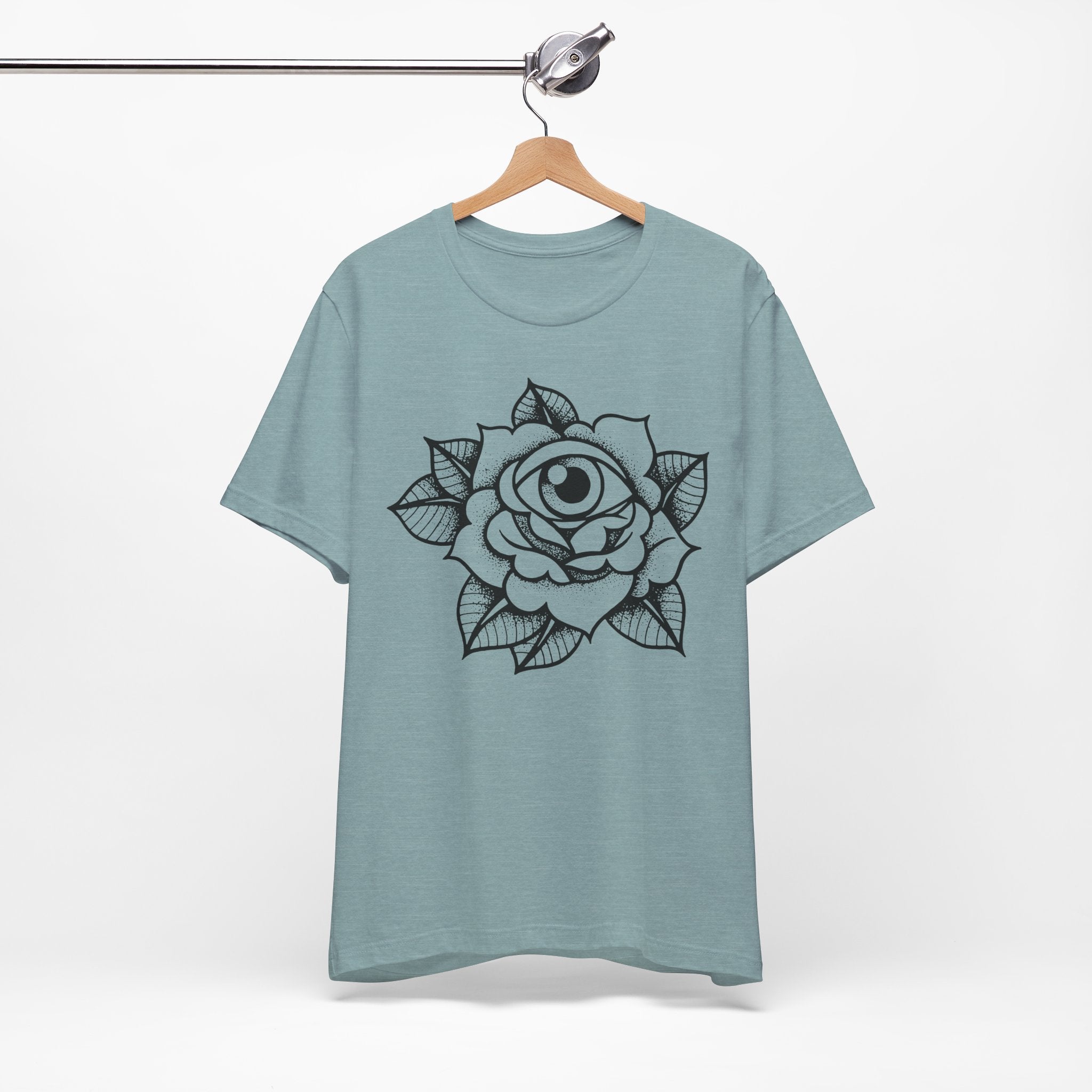 Blooming Eyeball Rose T-Shirt | Traditional Tattoo Art Design Tee - Deez Teez