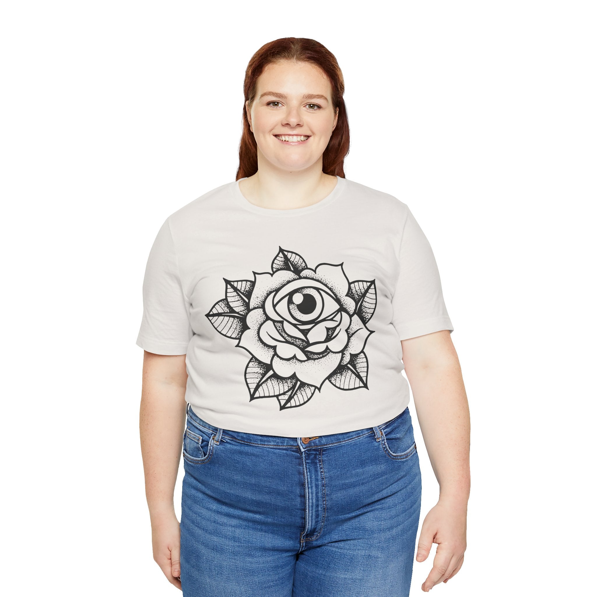 Blooming Eyeball Rose T-Shirt | Traditional Tattoo Art Design Tee - Deez Teez