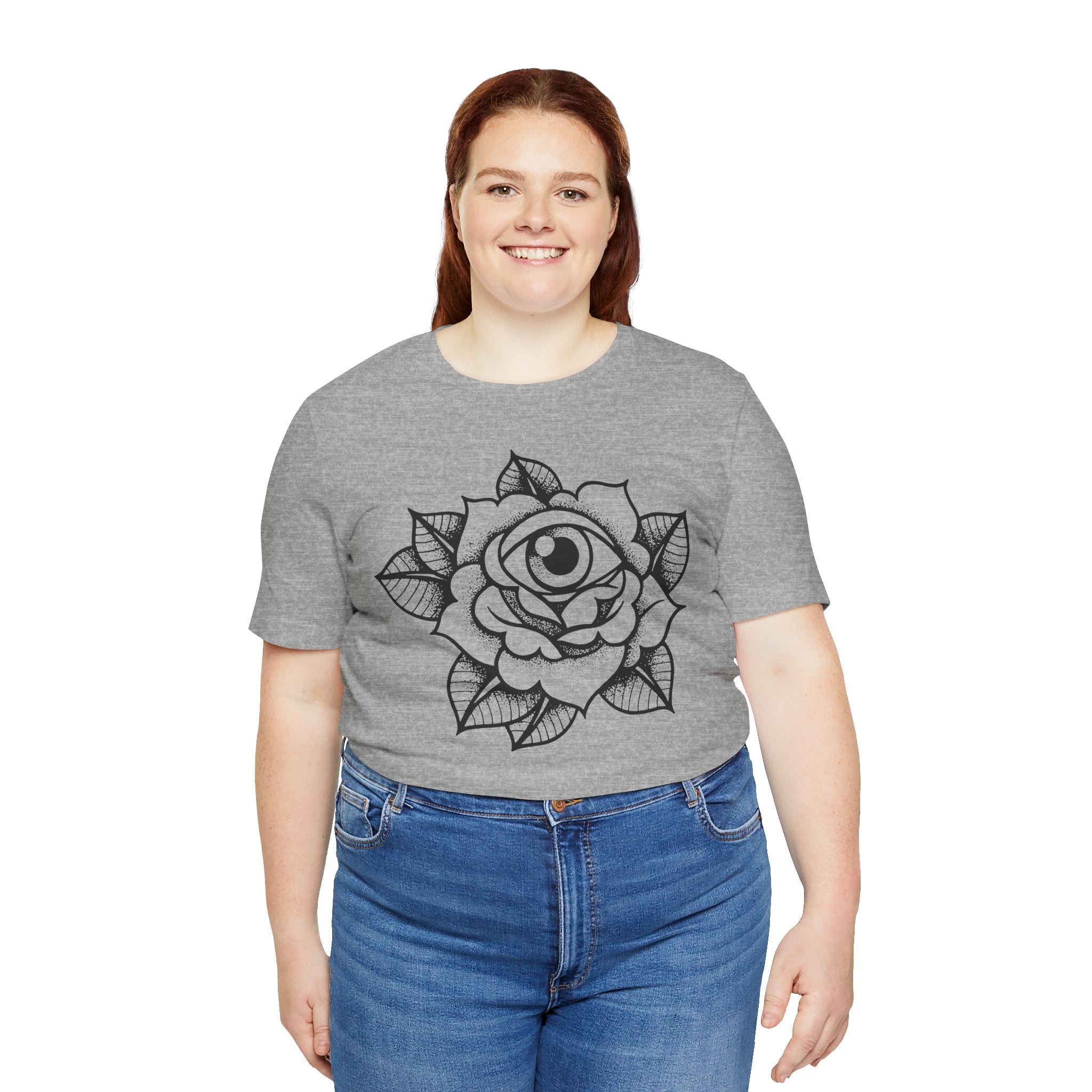 Blooming Eyeball Rose T-Shirt | Traditional Tattoo Art Design Tee - Deez Teez