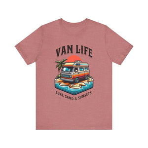 Van Life! Surf, Sand, & Sunsets Illustration | Wanderlust Vibe Graphic T-Shirt - Deez Teez