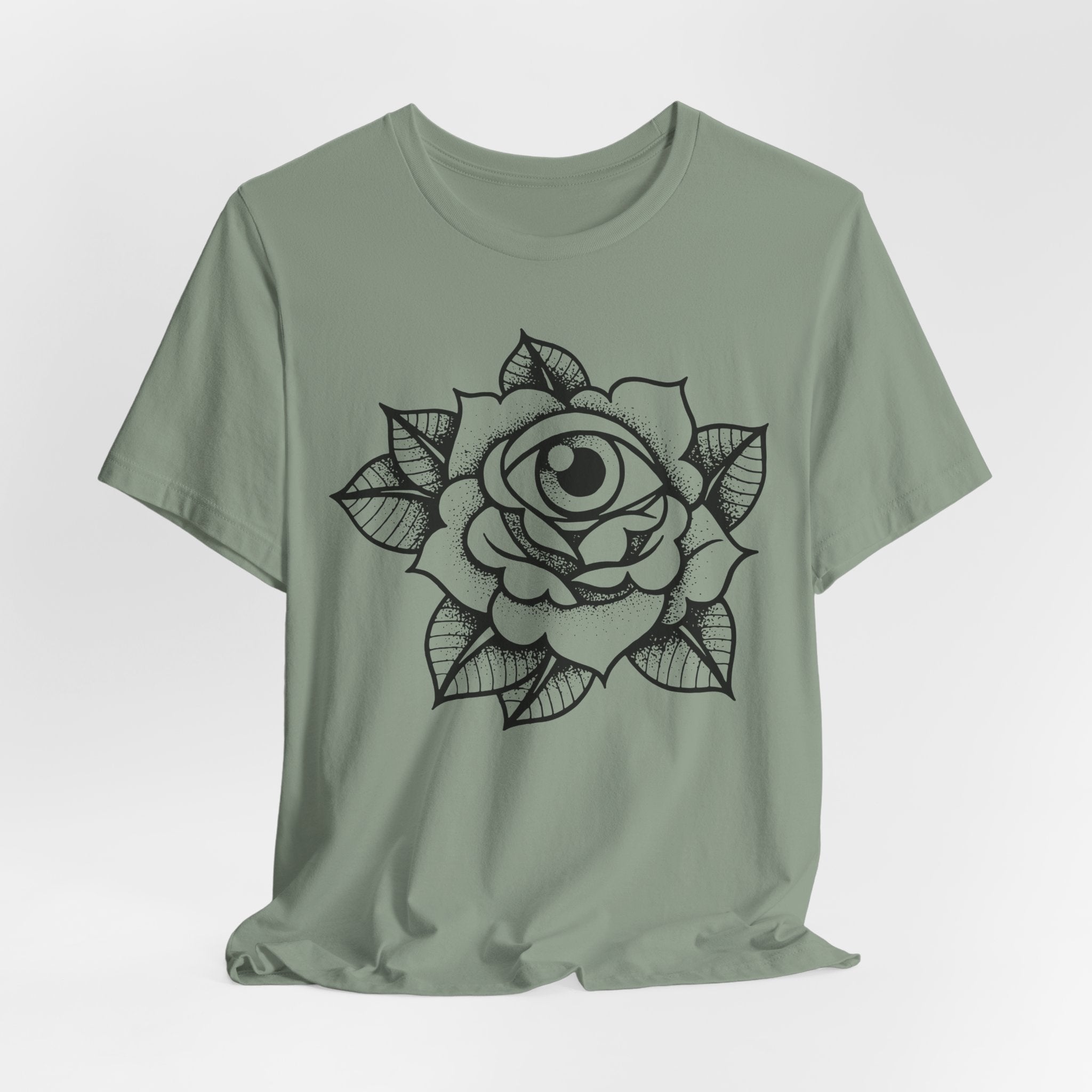 Blooming Eyeball Rose T-Shirt | Traditional Tattoo Art Design Tee - Deez Teez