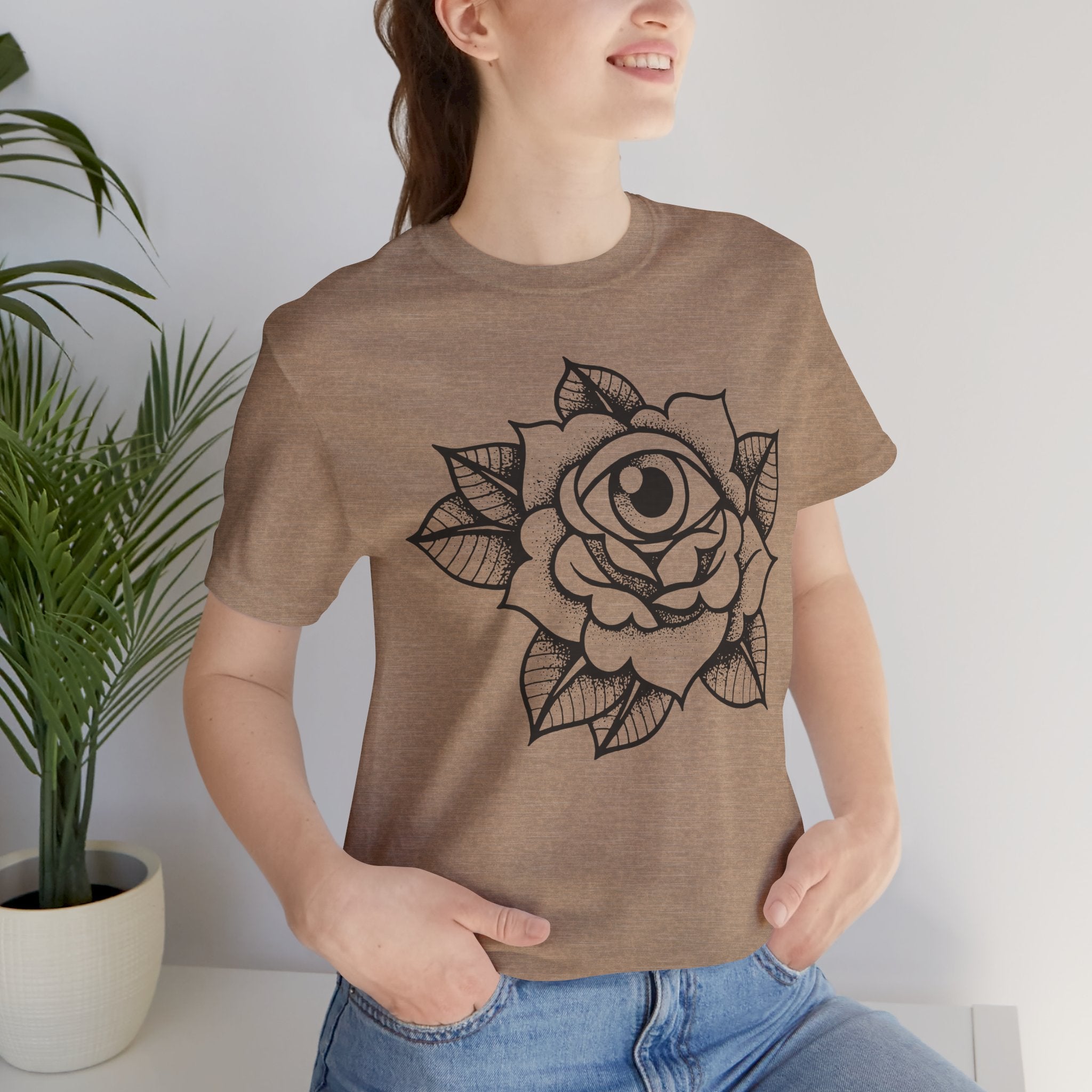 Blooming Eyeball Rose T-Shirt | Traditional Tattoo Art Design Tee - Deez Teez