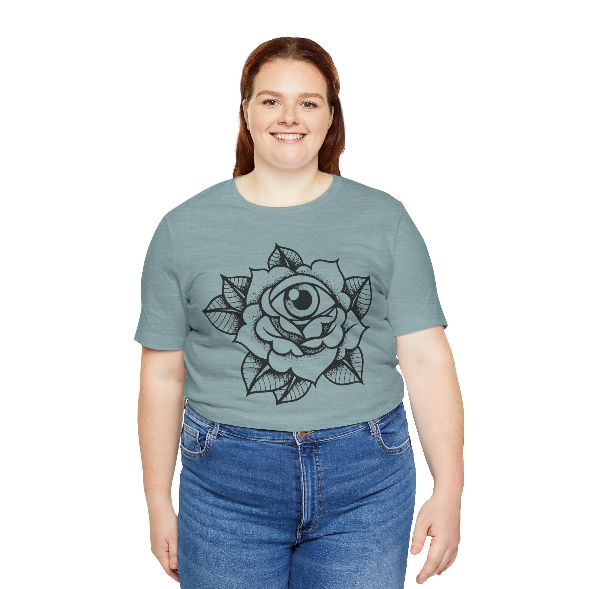Blooming Eyeball Rose T-Shirt | Traditional Tattoo Art Design Tee - Deez Teez