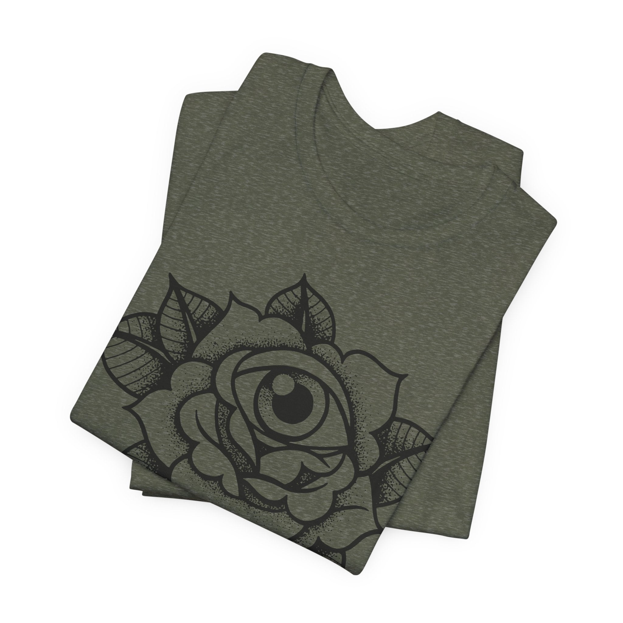 Blooming Eyeball Rose T-Shirt | Traditional Tattoo Art Design Tee - Deez Teez