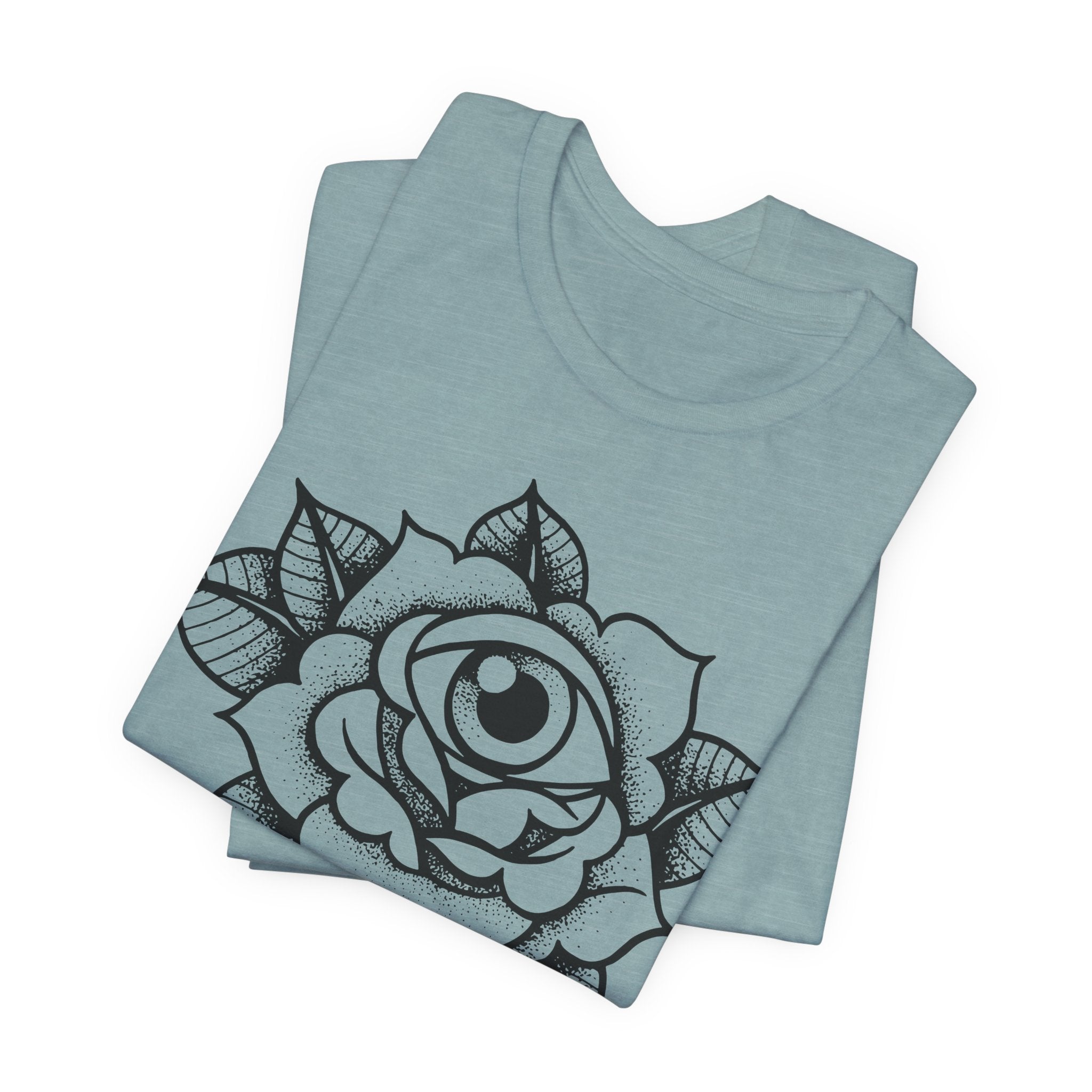 Blooming Eyeball Rose T-Shirt | Traditional Tattoo Art Design Tee - Deez Teez