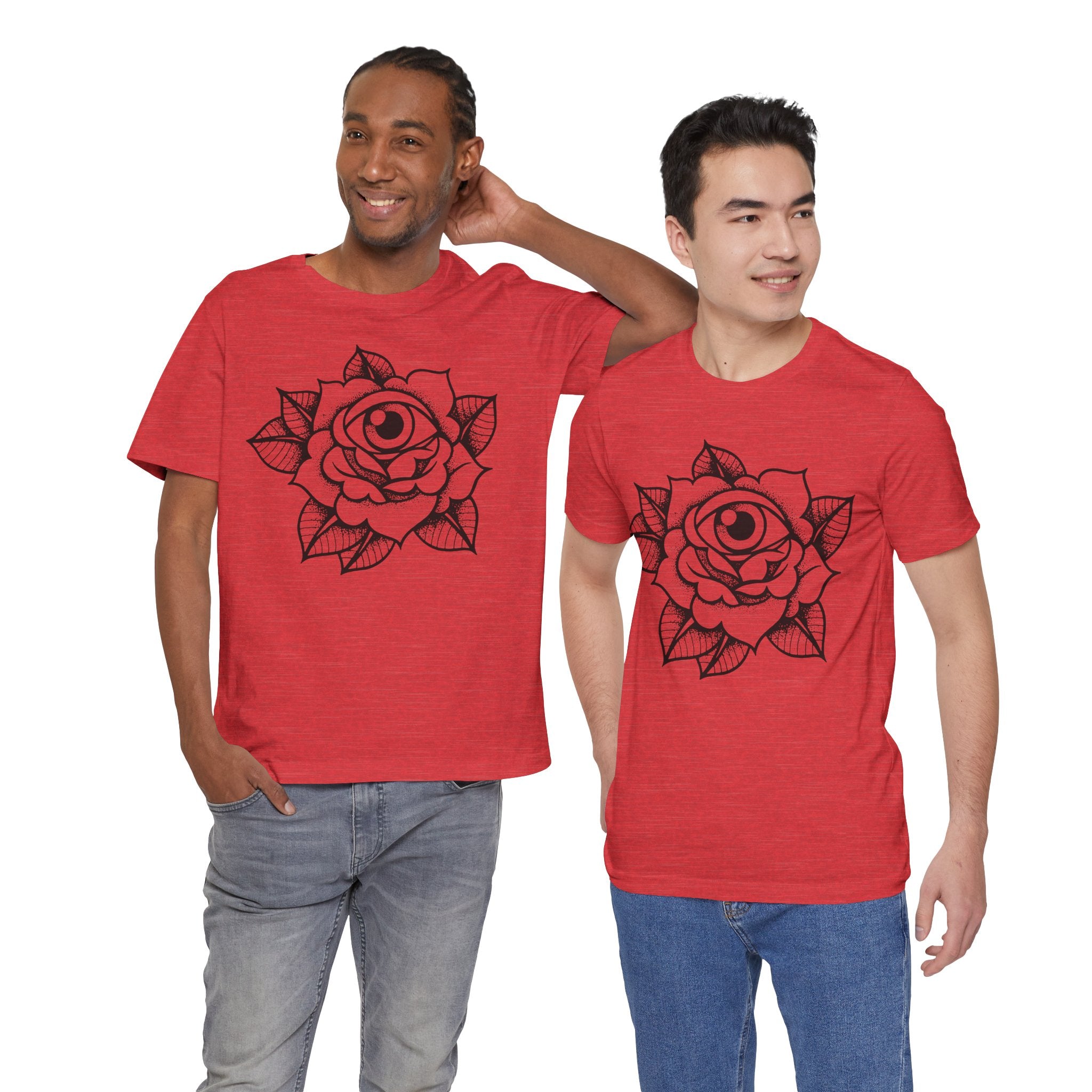 Blooming Eyeball Rose T-Shirt | Traditional Tattoo Art Design Tee - Deez Teez