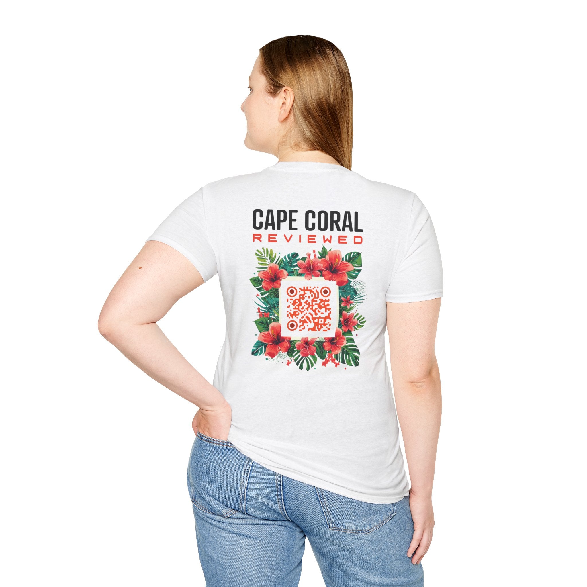 Cape Coral Reviewed Floral Coral QR T-Shirt - Deez Teez