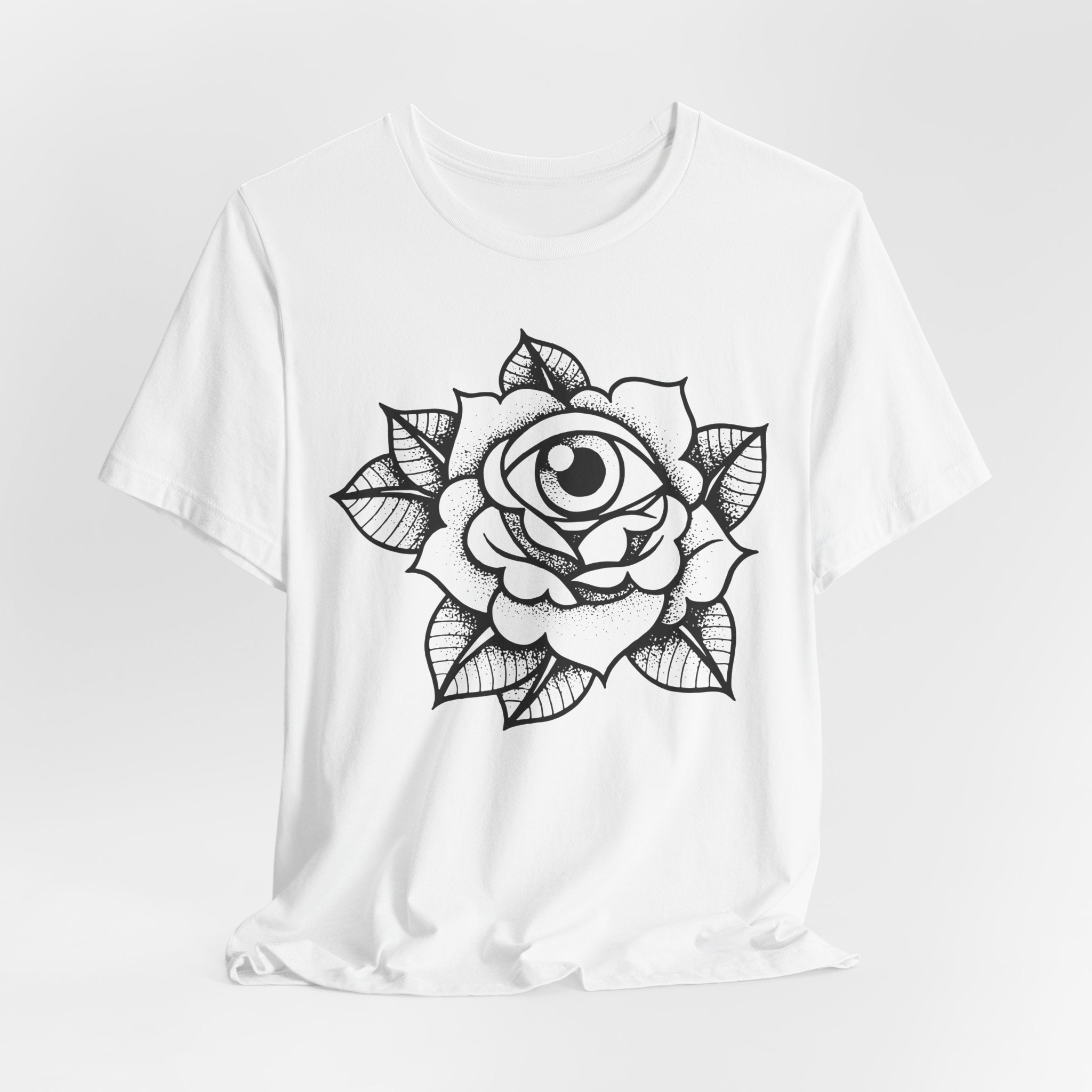 Blooming Eyeball Rose T-Shirt | Traditional Tattoo Art Design Tee - Deez Teez
