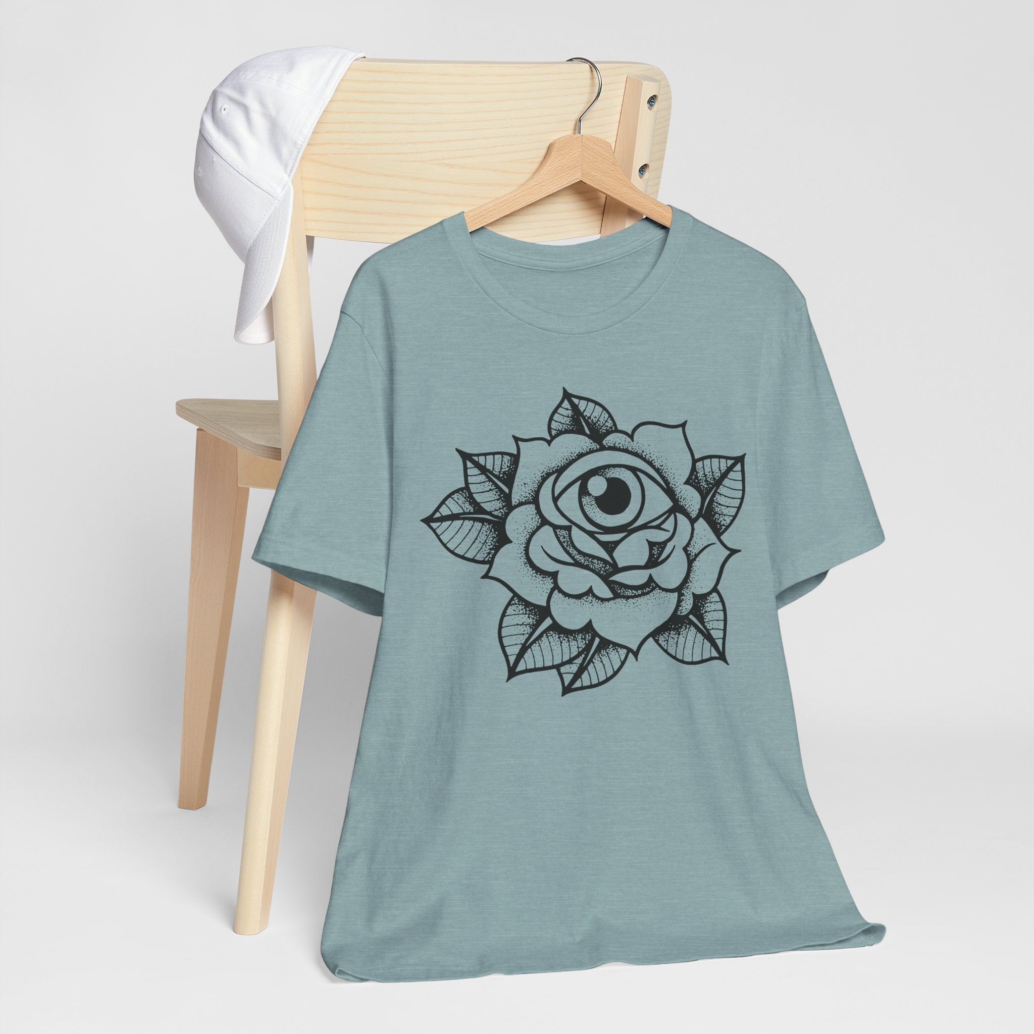 Blooming Eyeball Rose T-Shirt | Traditional Tattoo Art Design Tee - Deez Teez