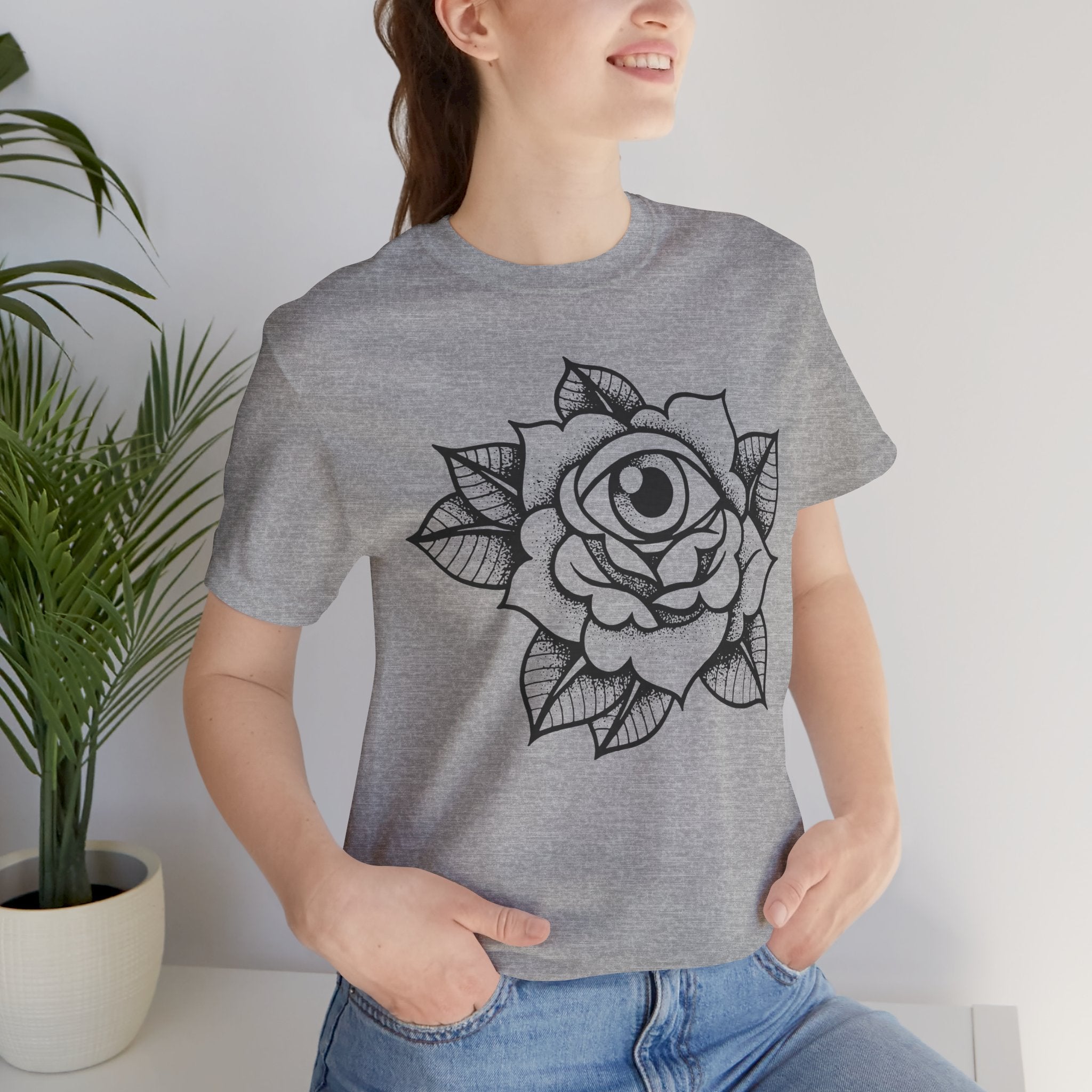 Blooming Eyeball Rose T-Shirt | Traditional Tattoo Art Design Tee - Deez Teez