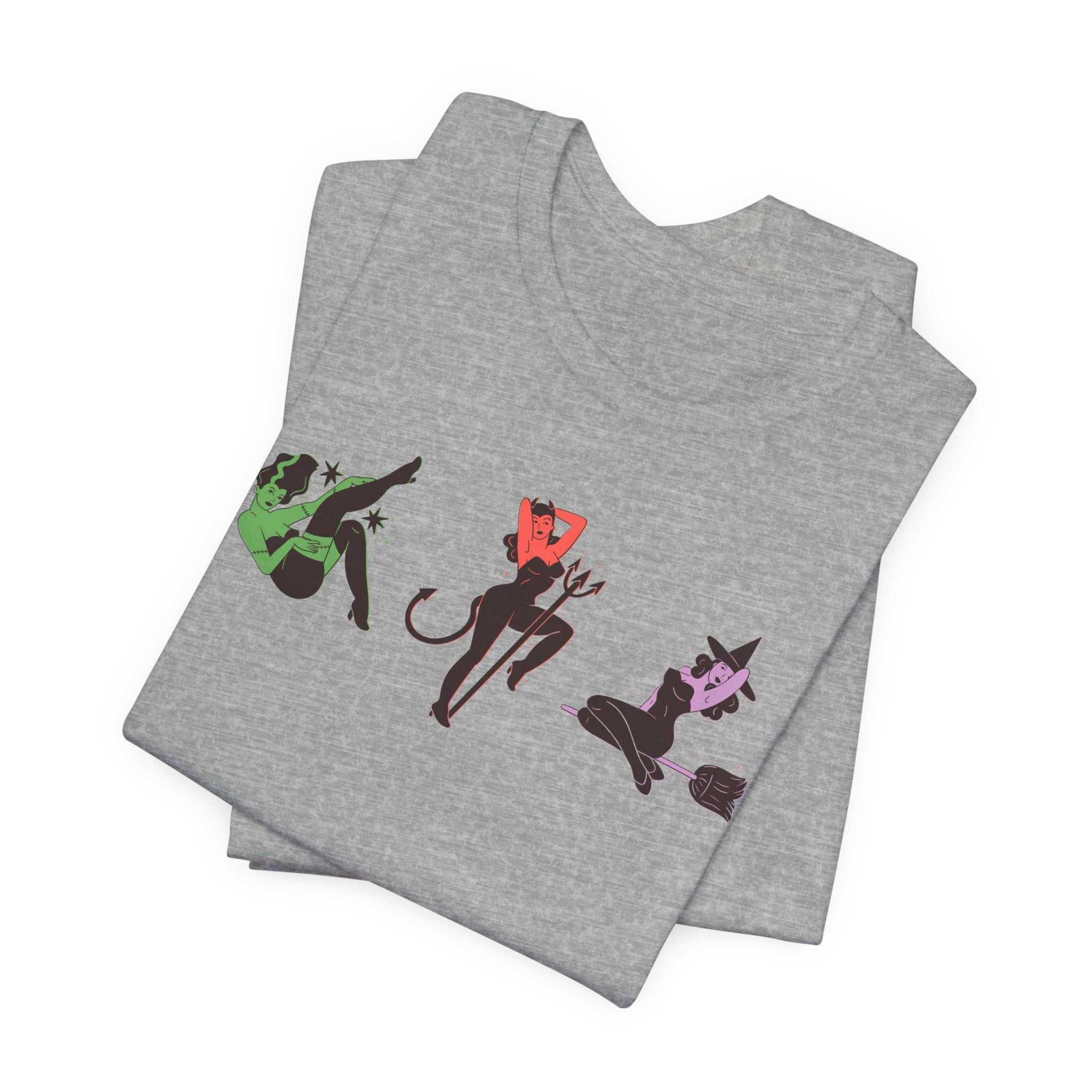 Monster Women Pin-Up T-Shirt | Retro Halloween-Inspired Tee - Deez Teez