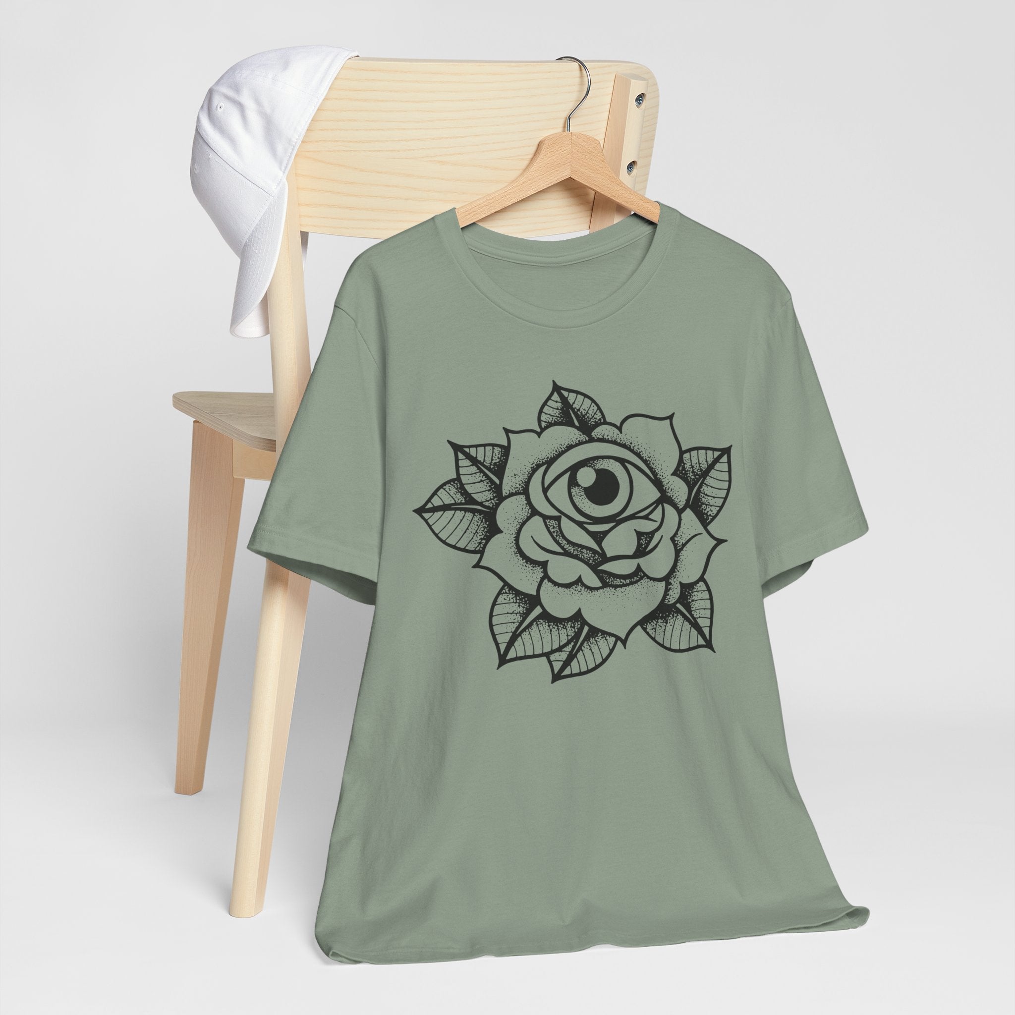 Blooming Eyeball Rose T-Shirt | Traditional Tattoo Art Design Tee - Deez Teez