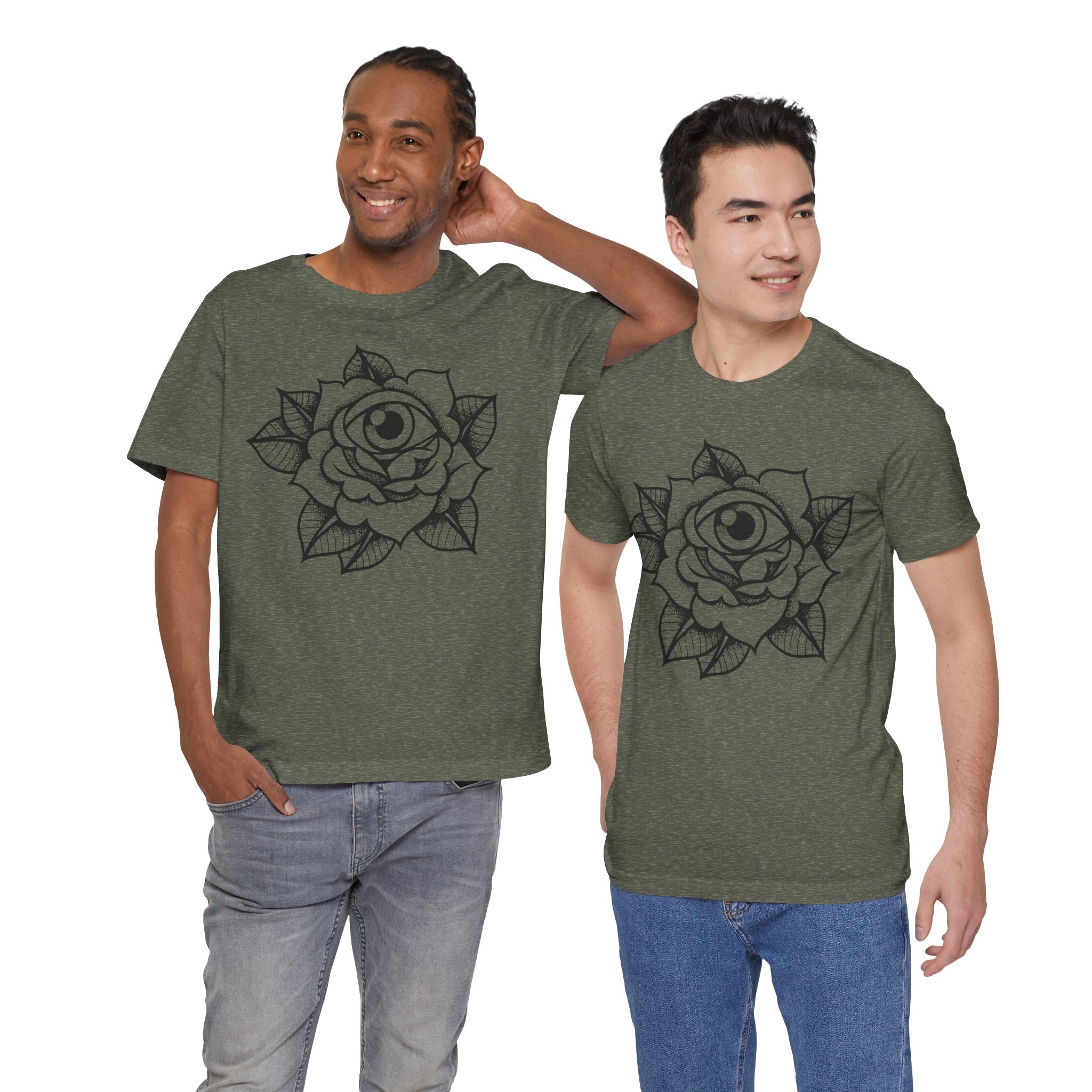 Blooming Eyeball Rose T-Shirt | Traditional Tattoo Art Design Tee - Deez Teez