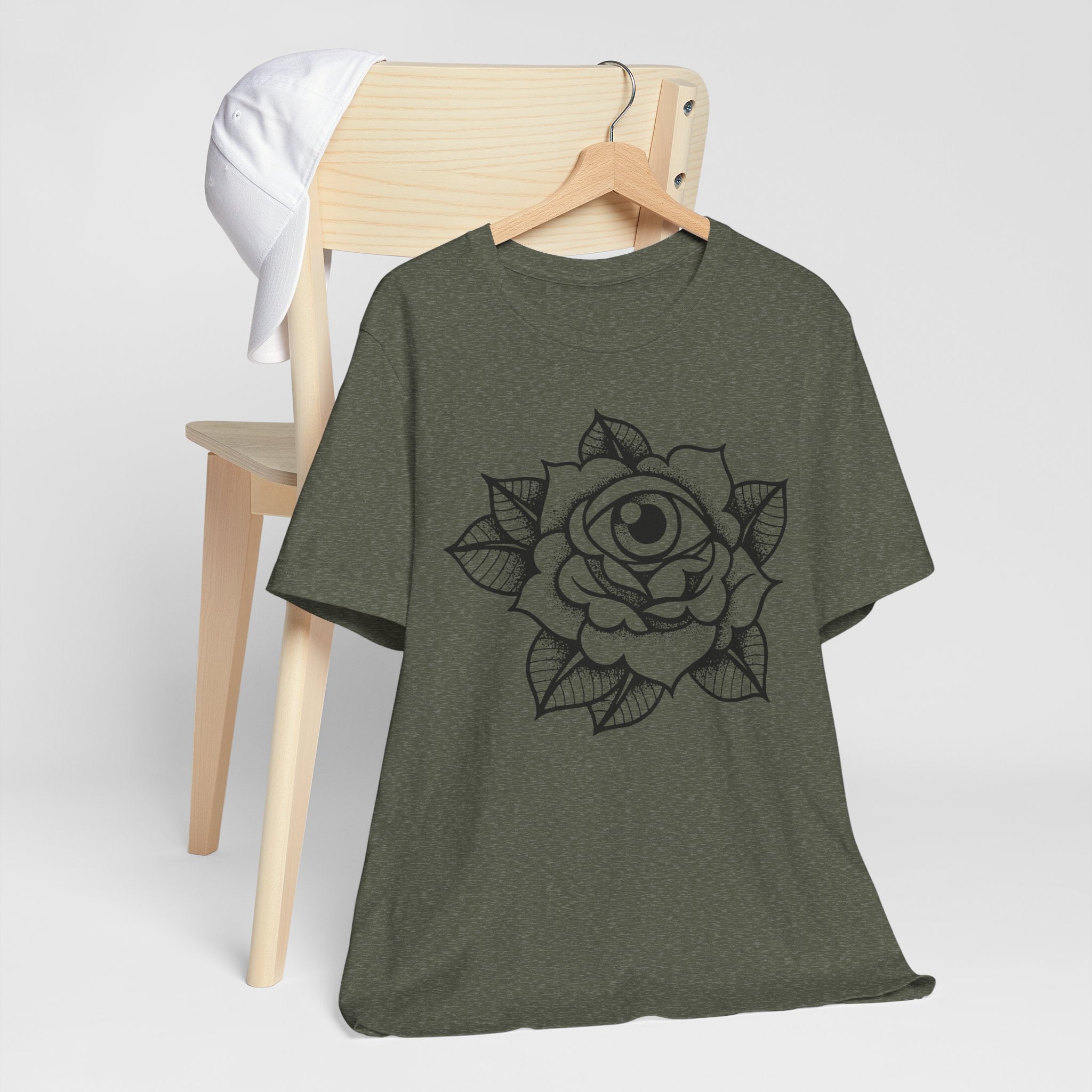 Blooming Eyeball Rose T-Shirt | Traditional Tattoo Art Design Tee - Deez Teez