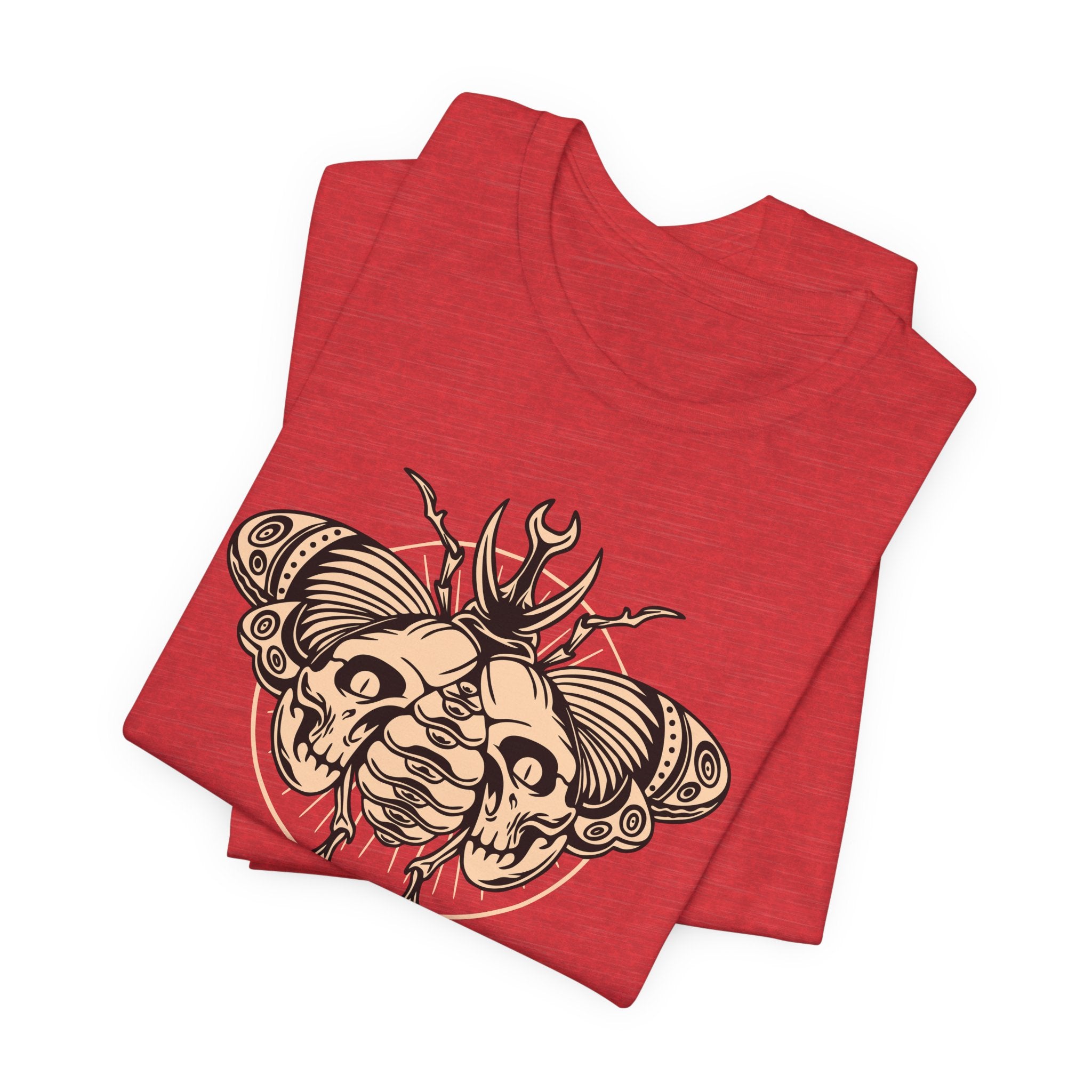 Death Beetle Skull T-Shirt | Gothic Tattoo-Inspired Tee - Deez Teez