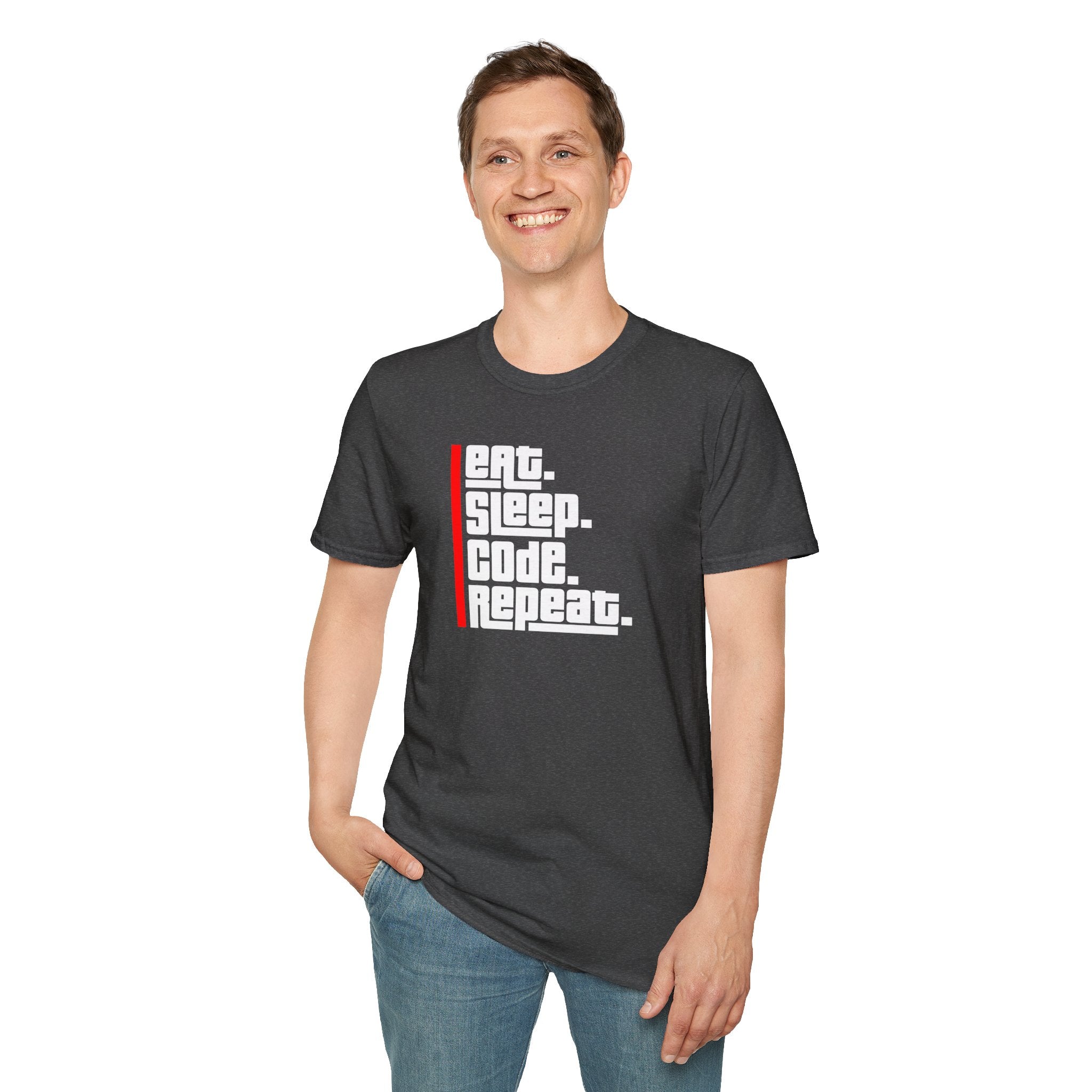 'Eat. Sleep. Code. Repeat.' Programmer Coder Lifestyle T-Shirt | Web Developer Tee - Deez Teez