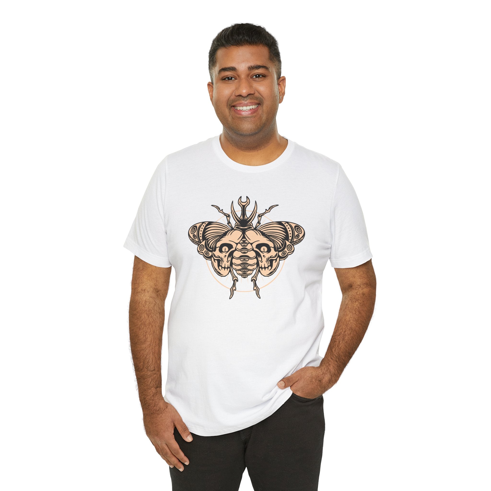 Death Beetle Skull T-Shirt | Gothic Tattoo-Inspired Tee - Deez Teez