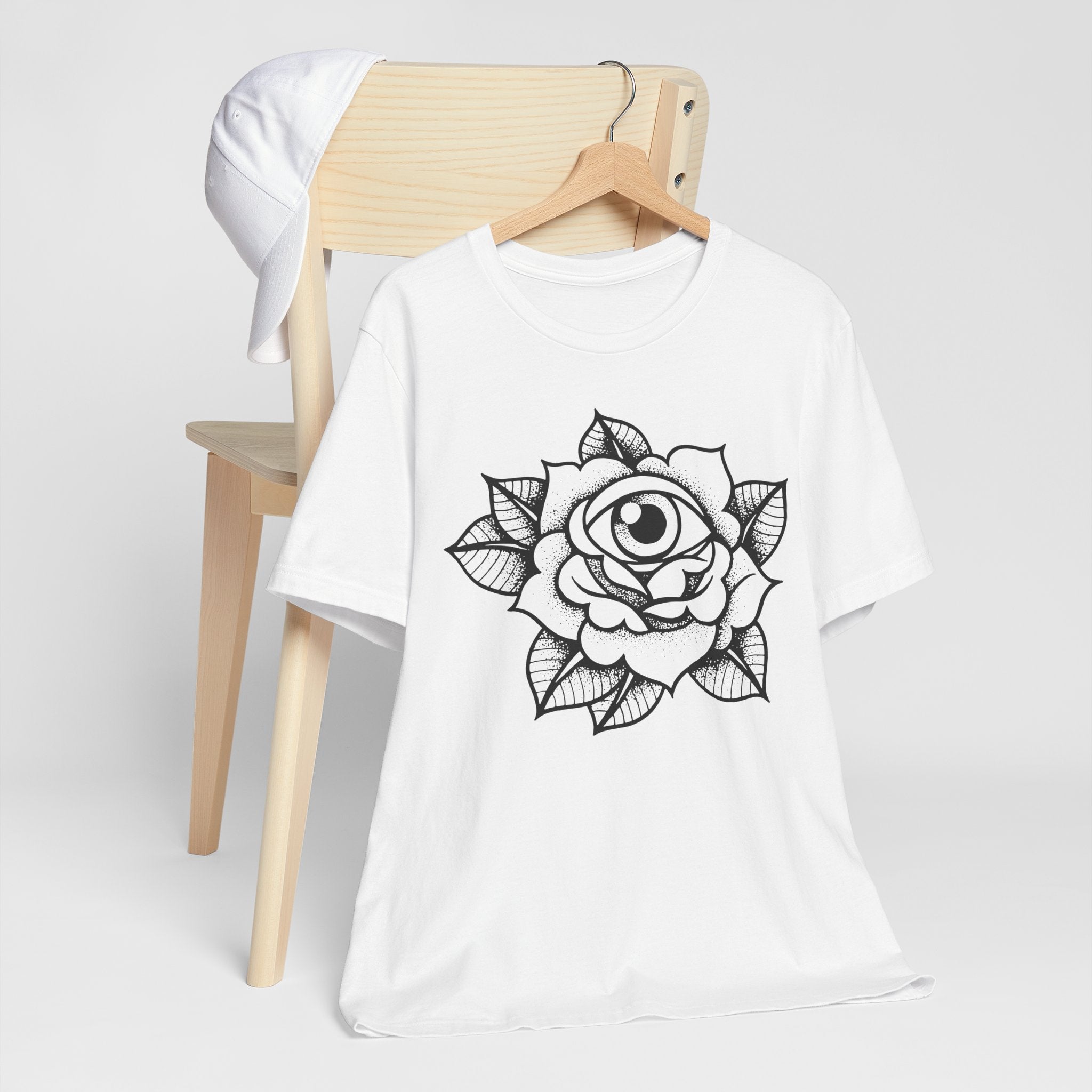 Blooming Eyeball Rose T-Shirt | Traditional Tattoo Art Design Tee - Deez Teez