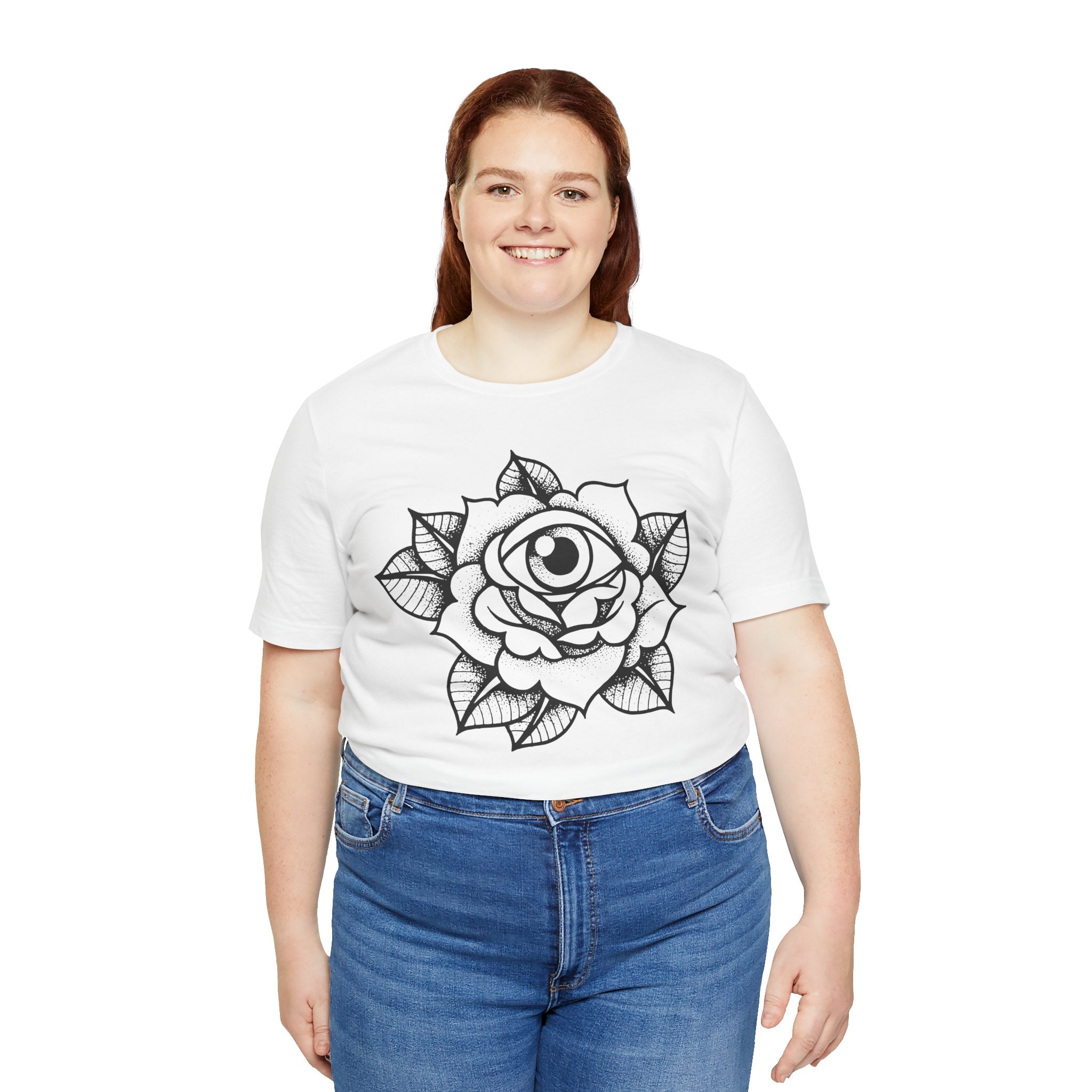 Blooming Eyeball Rose T-Shirt | Traditional Tattoo Art Design Tee - Deez Teez