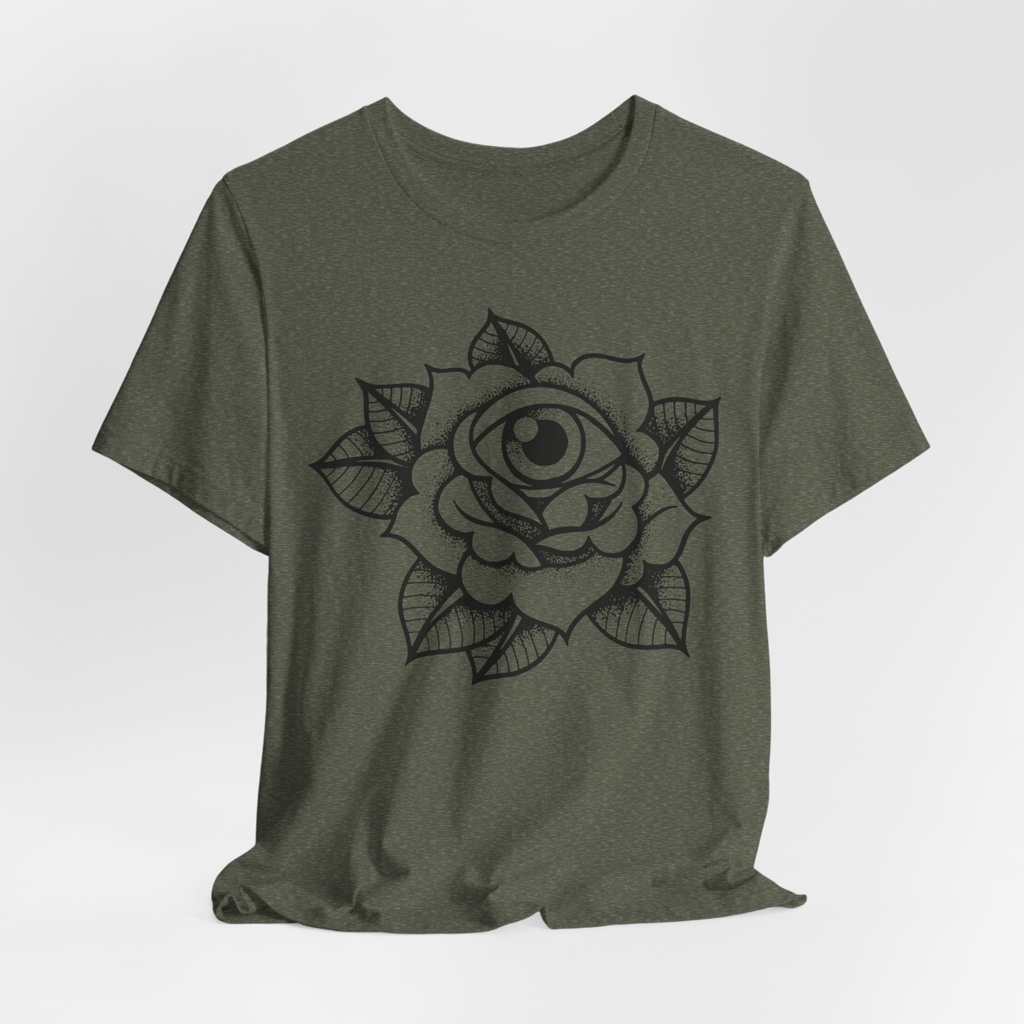 Blooming Eyeball Rose T-Shirt | Traditional Tattoo Art Design Tee - Deez Teez