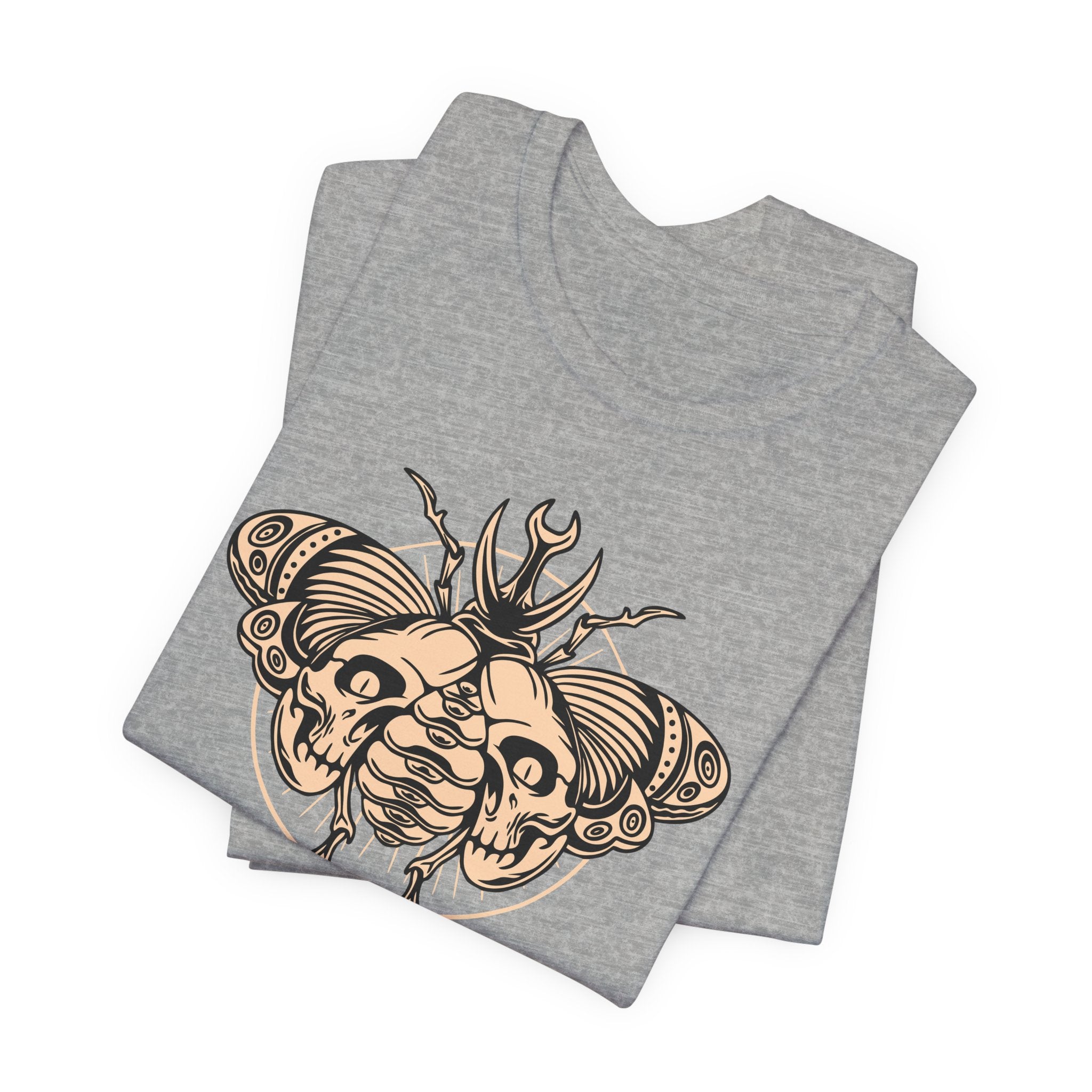 Death Beetle Skull T-Shirt | Gothic Tattoo-Inspired Tee - Deez Teez
