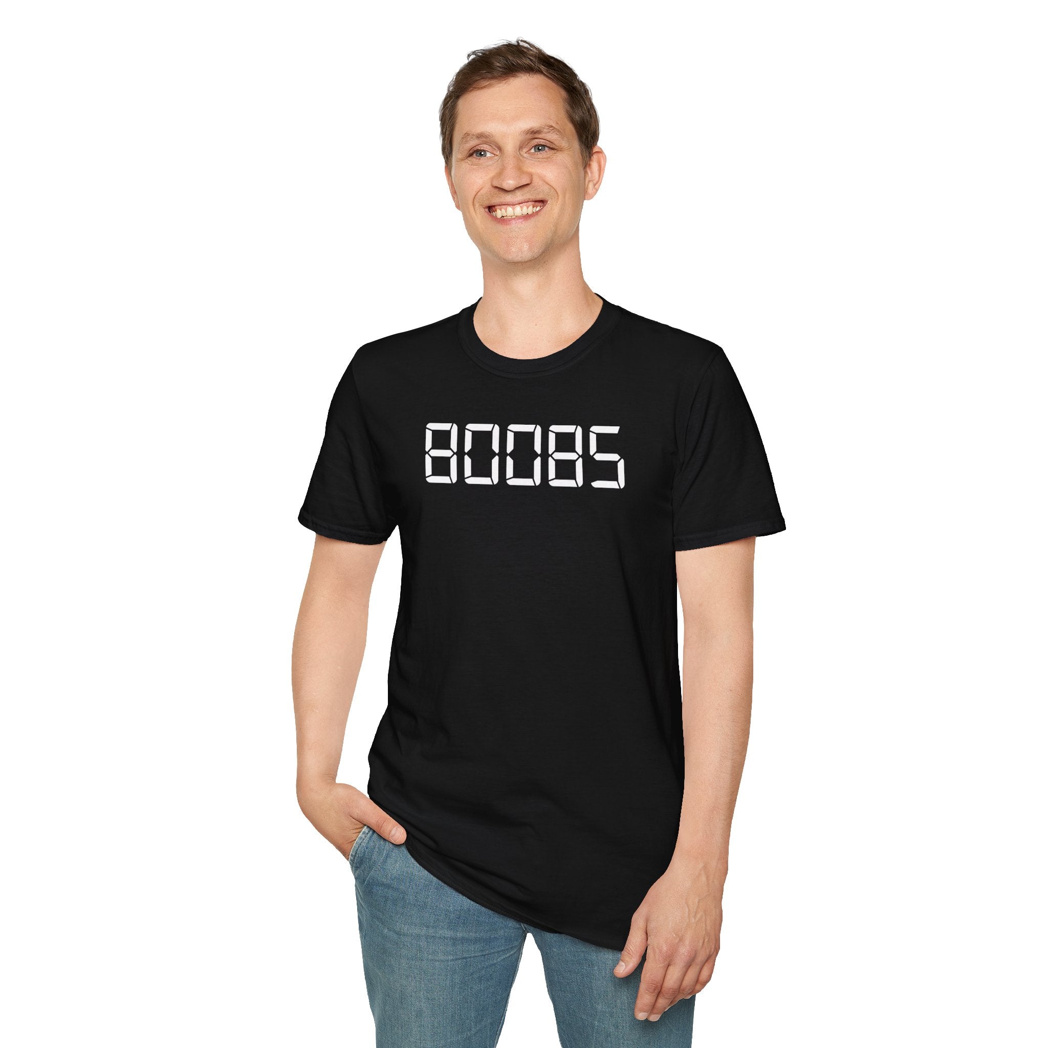 80085 'BOOBS' T-Shirt | Funny Calculator Display Text Tee - Deez Teez