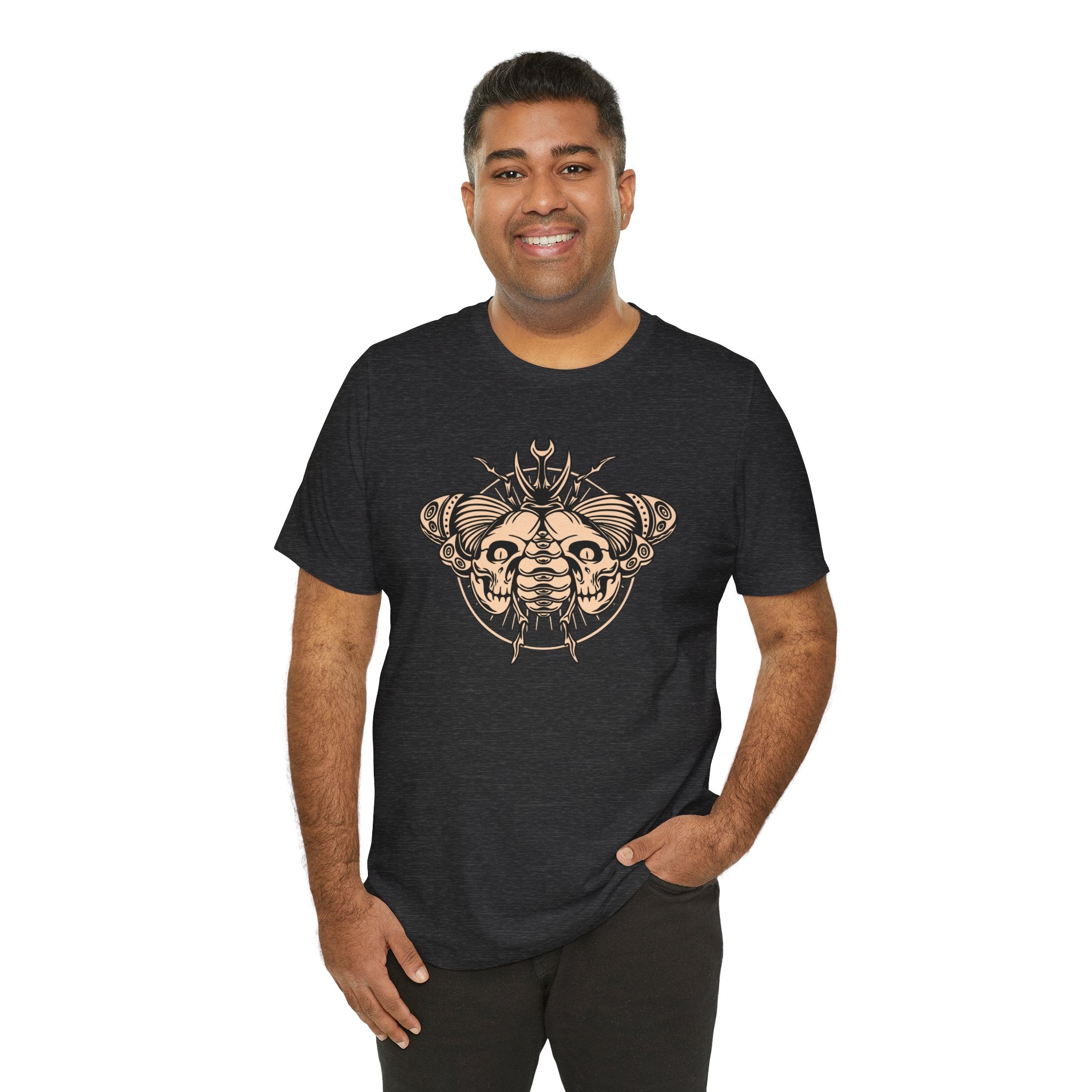Death Beetle Skull T-Shirt | Gothic Tattoo-Inspired Tee - Deez Teez