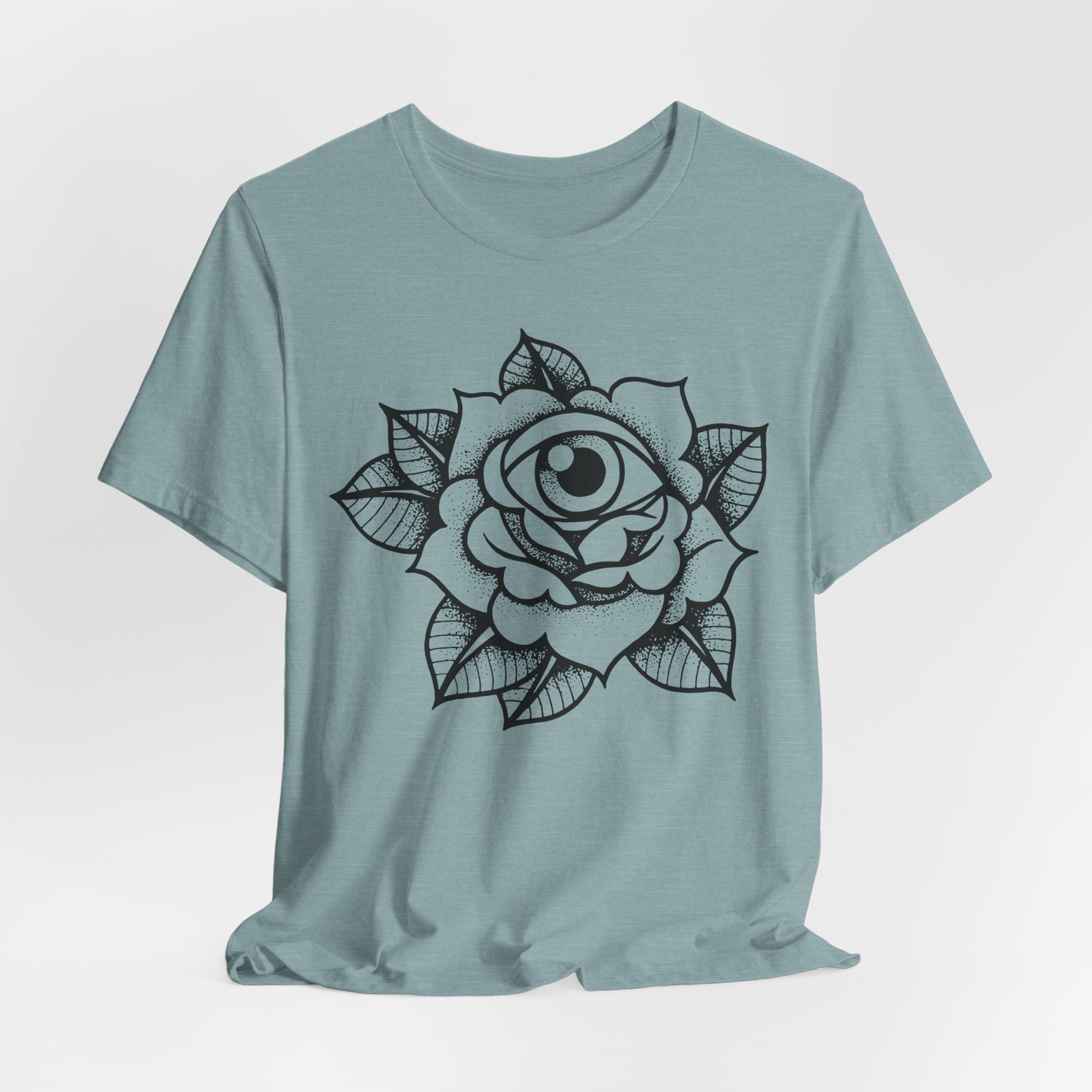 Blooming Eyeball Rose T-Shirt | Traditional Tattoo Art Design Tee - Deez Teez