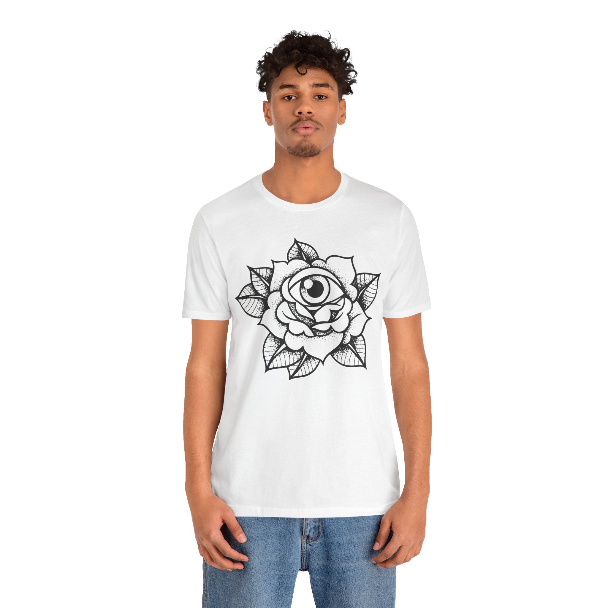 Blooming Eyeball Rose T-Shirt | Traditional Tattoo Art Design Tee - Deez Teez