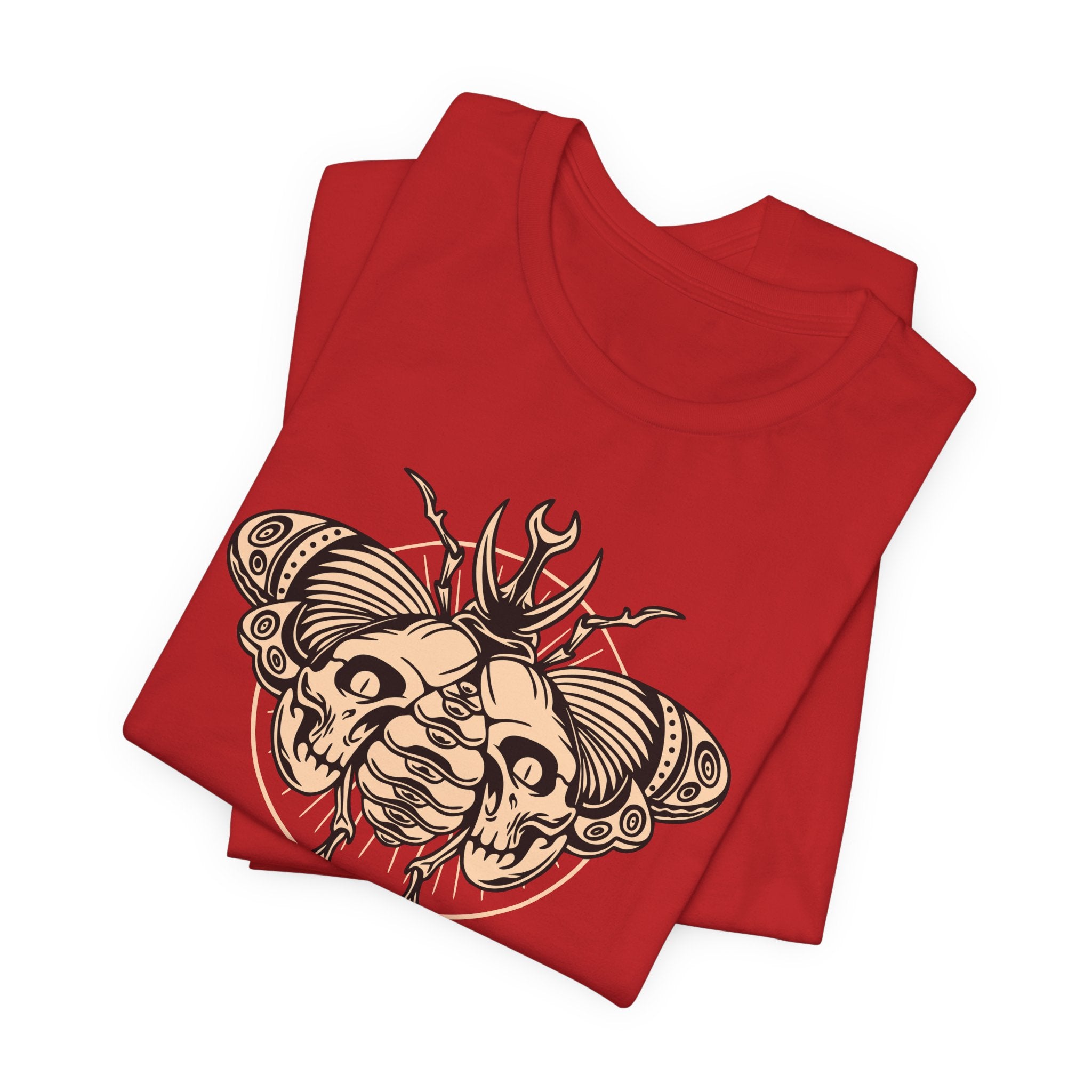 Death Beetle Skull T-Shirt | Gothic Tattoo-Inspired Tee - Deez Teez