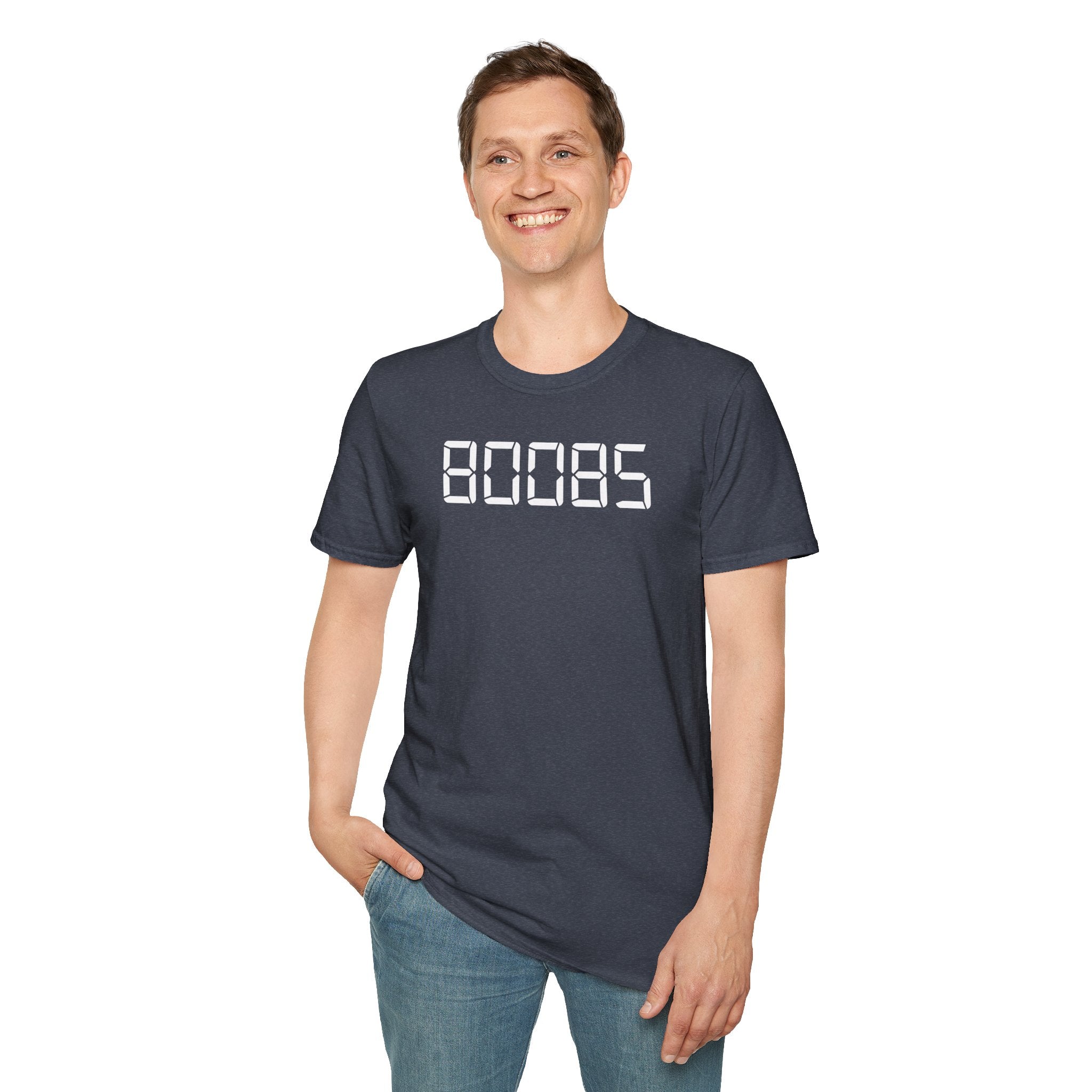 80085 'BOOBS' T-Shirt | Funny Calculator Display Text Tee - Deez Teez