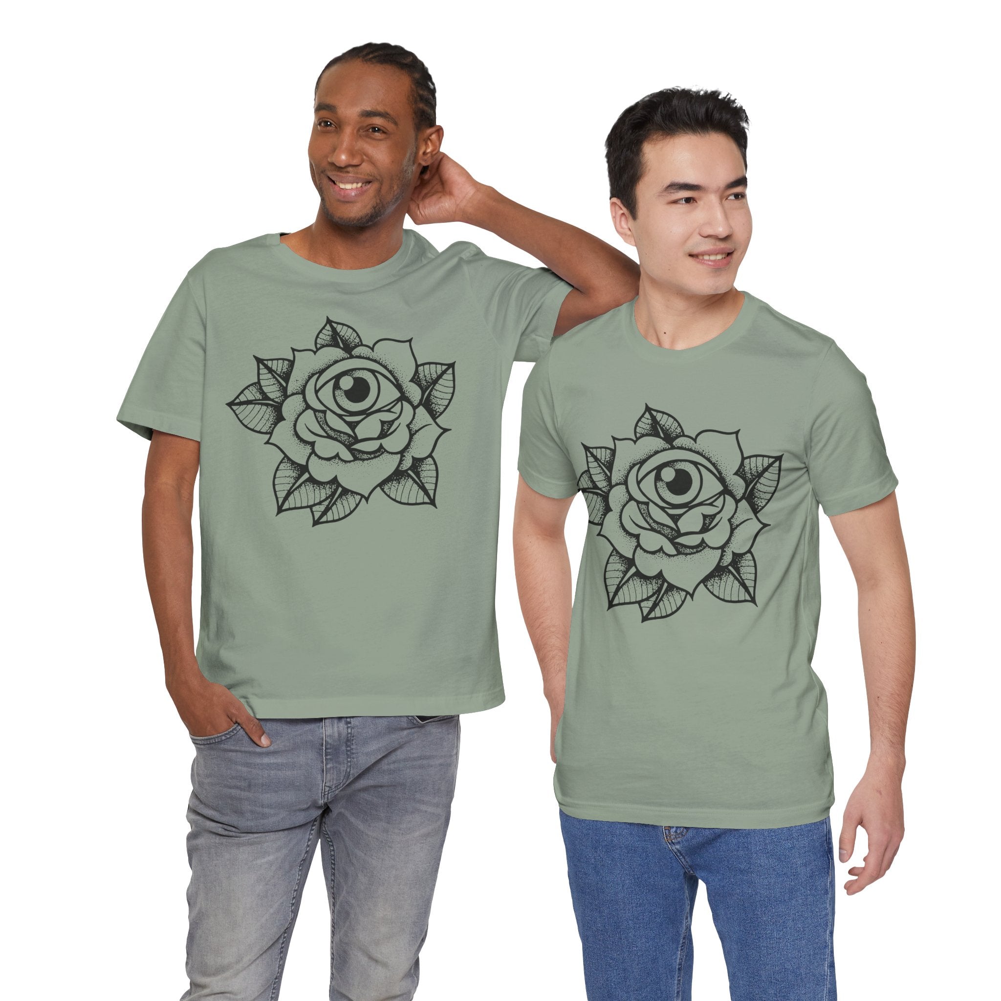 Blooming Eyeball Rose T-Shirt | Traditional Tattoo Art Design Tee - Deez Teez
